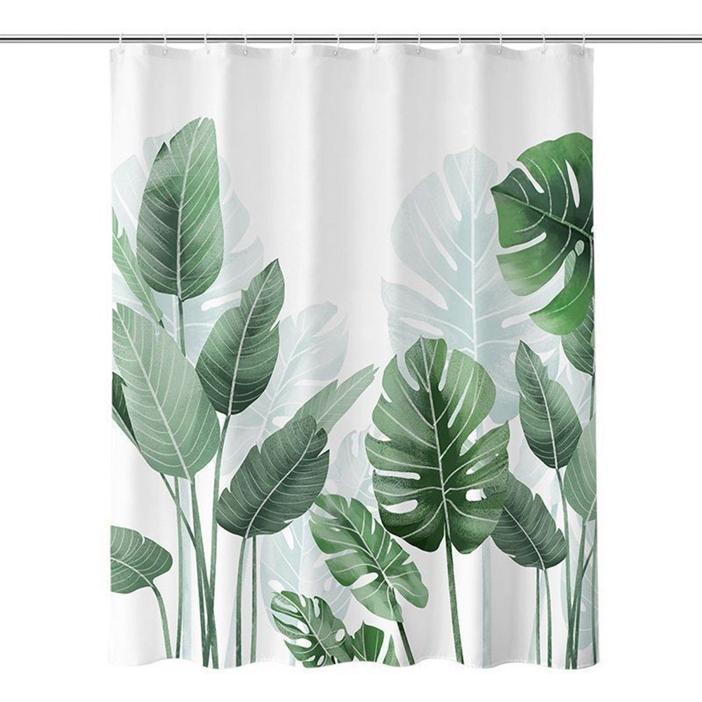 GelldG Duschvorhang Shower Curtains grüne Blätter, Badewanne Vorhang aus  Polyester