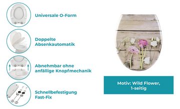 Calmwaters WC-Sitz Motiv Landhaus, Motiv Wild Flower, Duroplast, Absenkautomatik, Abnehmbar, 26LP5390