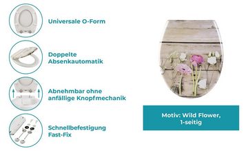 Calmwaters WC-Sitz Motiv Landhaus, Motiv Wild Flower, Duroplast, Absenkautomatik, Abnehmbar, 26LP5390