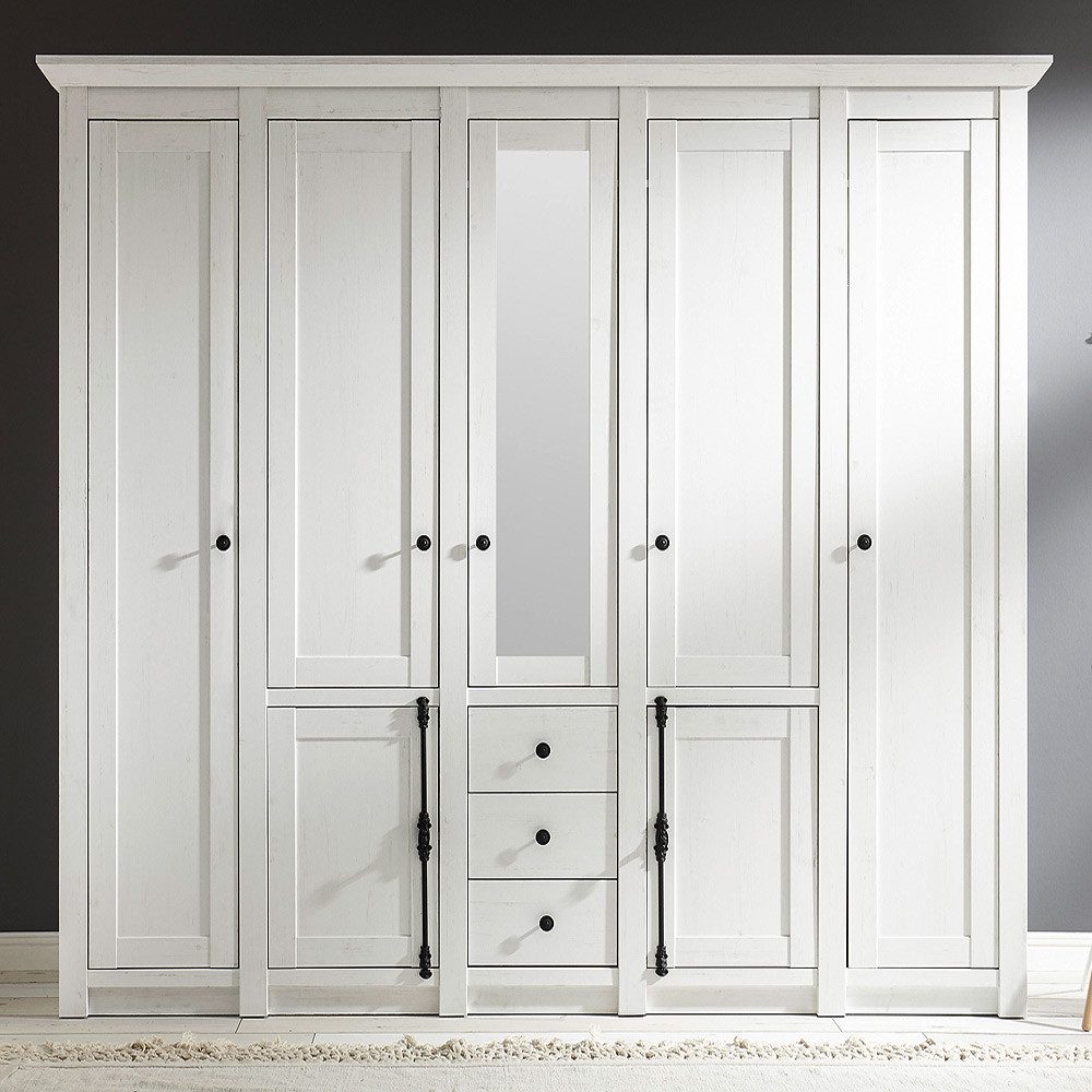 Lomadox Kleiderschrank WINGST-61 Pinie weiß Nb. 227x206x64cm