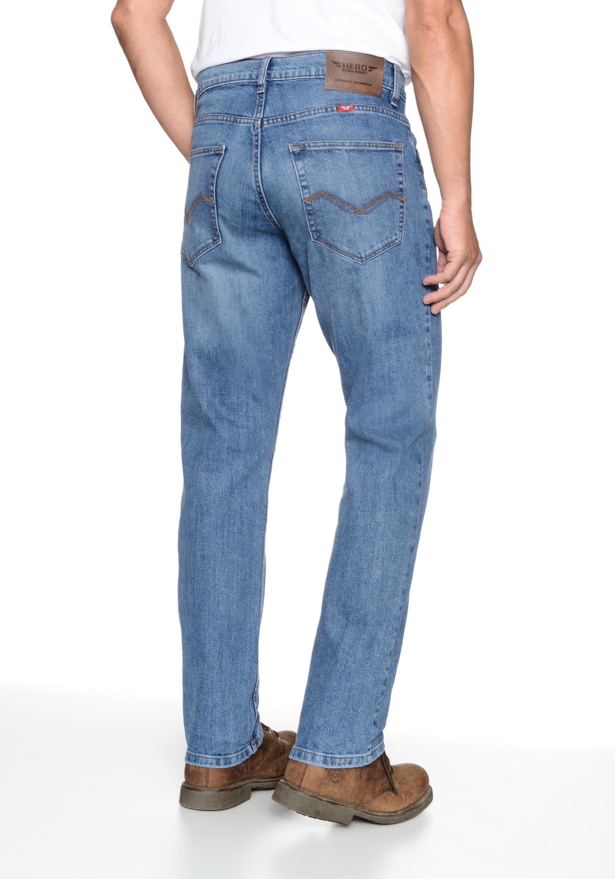 HERO by John Medoox 5-Pocket-Jeans Stretch blue Big Phoenix vintage Denim Cut Straight