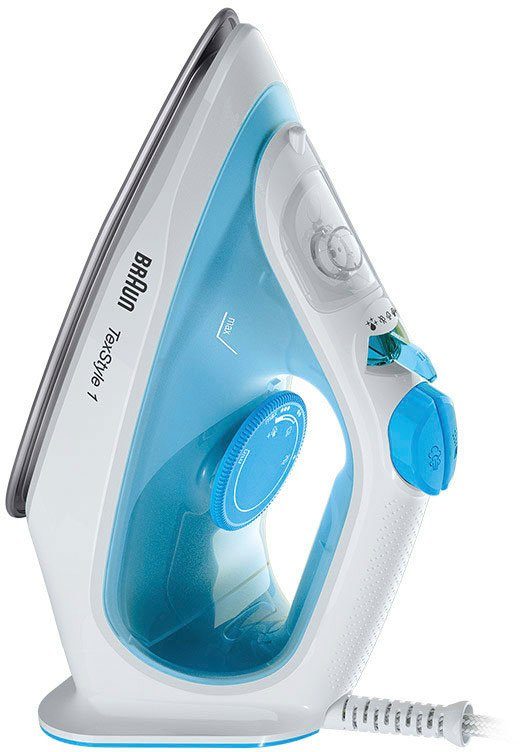 Braun Dampfbügeleisen TexStyle W, mit Watt, SI 1 1050 BL, 2000 2000 Blau Bügelsohle, SuperCeramic