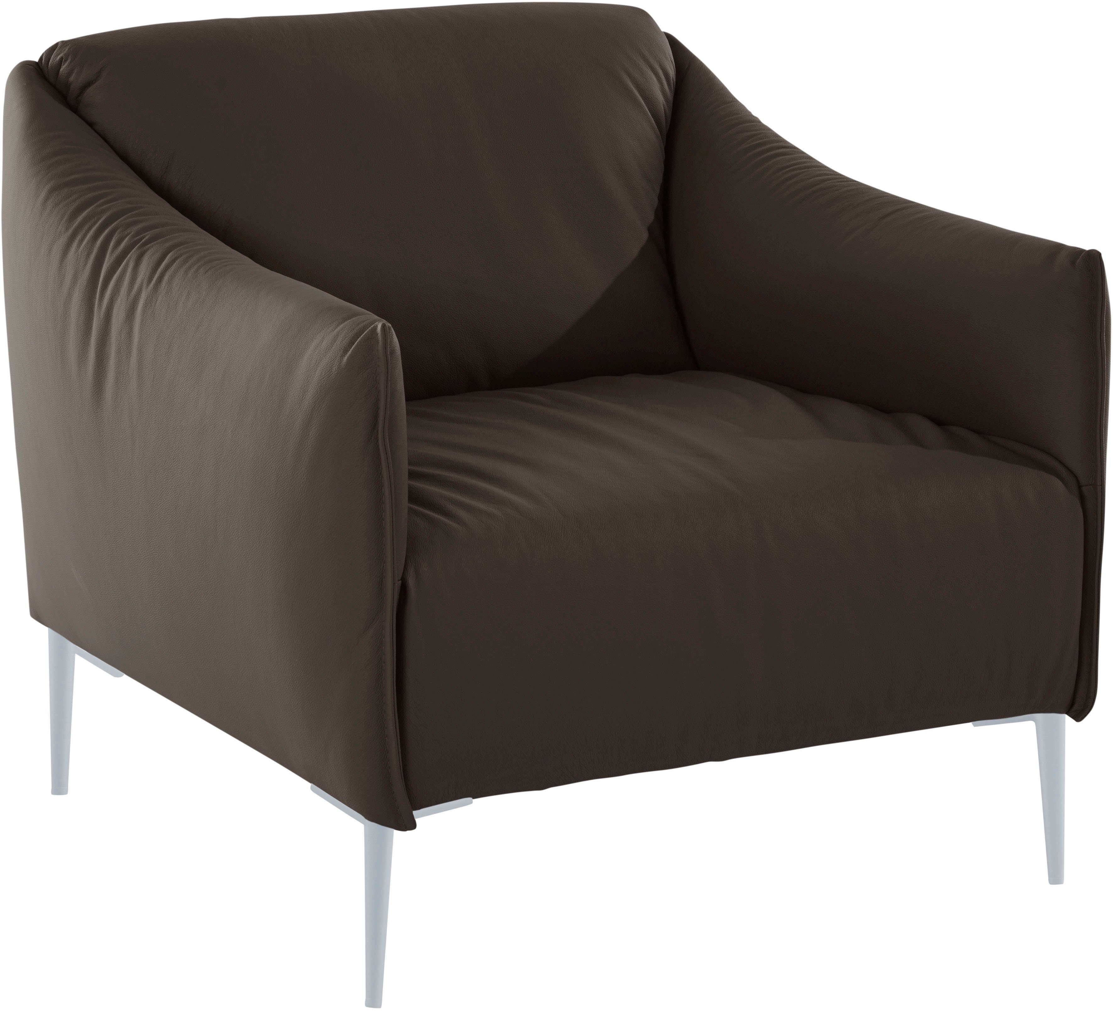 W.SCHILLIG Cocktailsessel sally Designsessel, zeitlos und bequem, tolle Verarbeitungsdetails, mit Metallfüßen in Silber matt