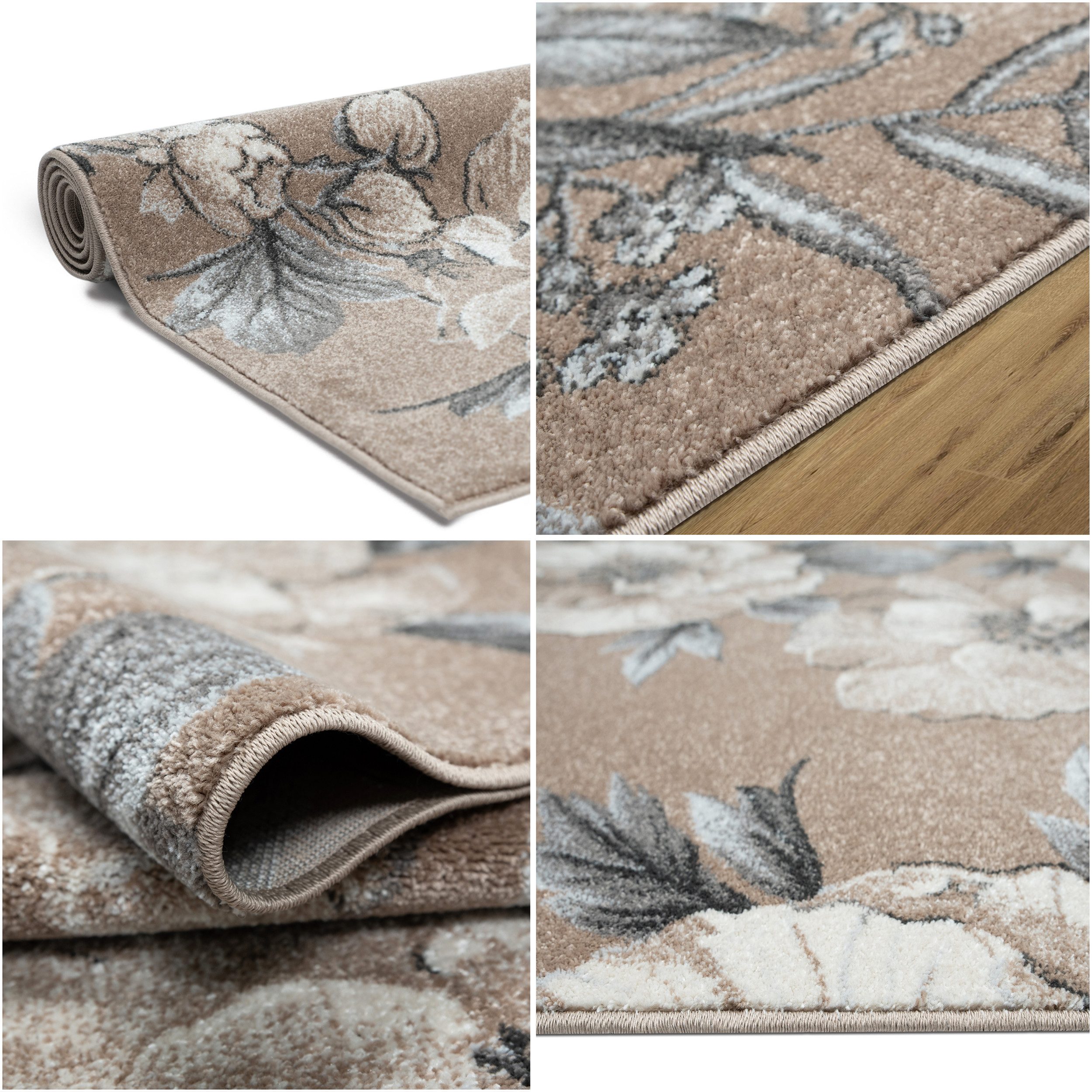 OTTO home Teppich Florent, Blumen Design, Vintage, rechteckig, Höhe: 9 mm, Floral, detailreiche Blüten, Botanical, elegant, Wohnzimmer