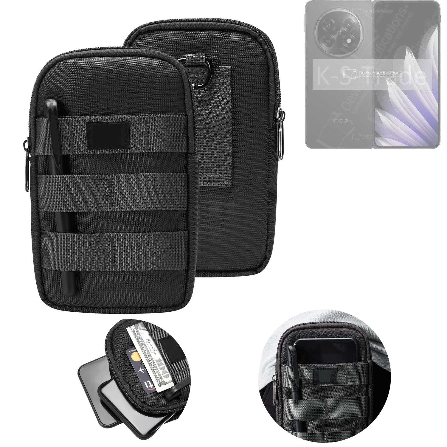 K-S-Trade Handyhülle für Oppo Find N5 CPH2671, Holster Gürtel Tasche Handy Tasche Schutz Hülle dunkel-grau viele