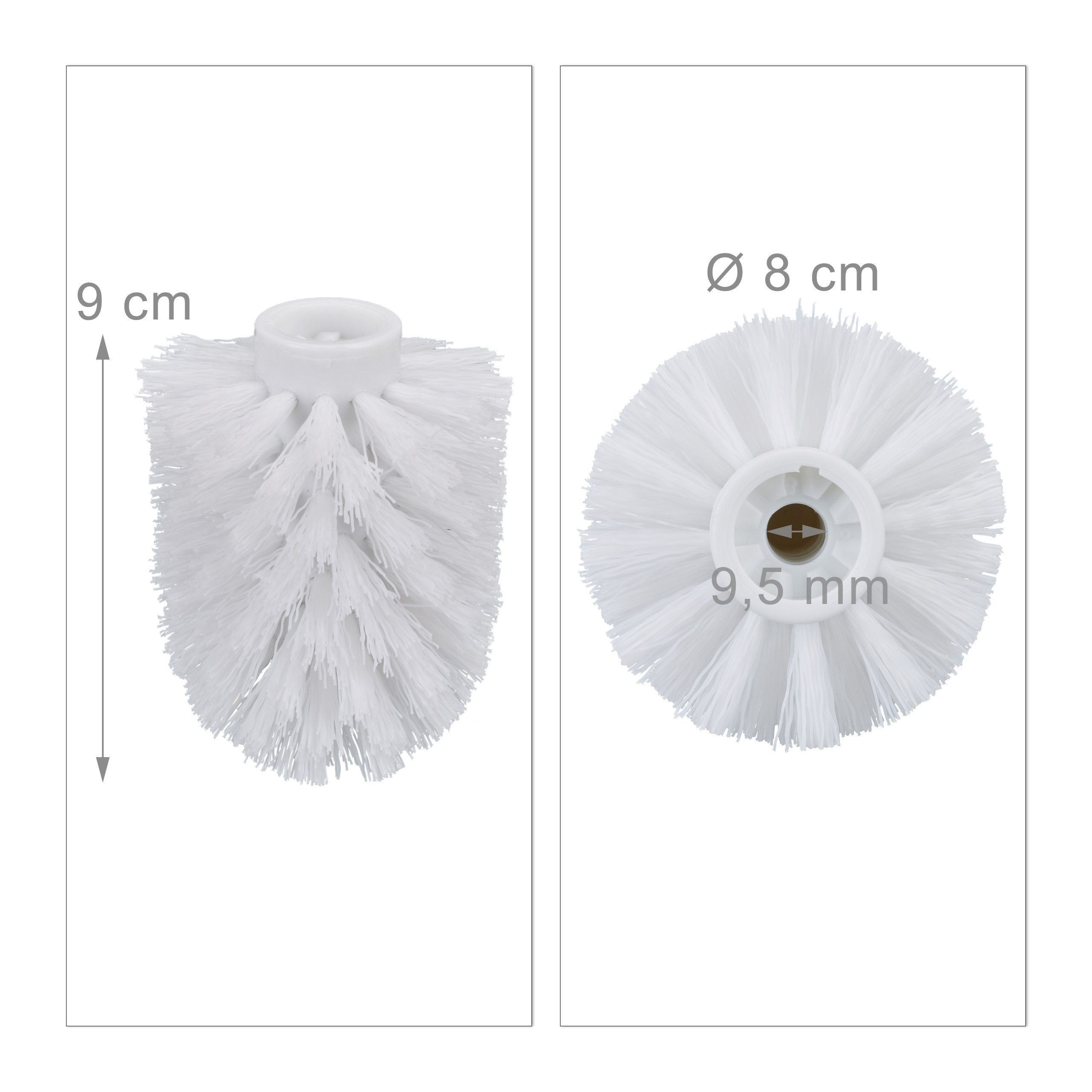 relaxdays Badezimmer-Set WC Bürstenkopf Ersatz-Set 9,5 mm D=8 cm, (5-St), weiß – Bild 3 von 5