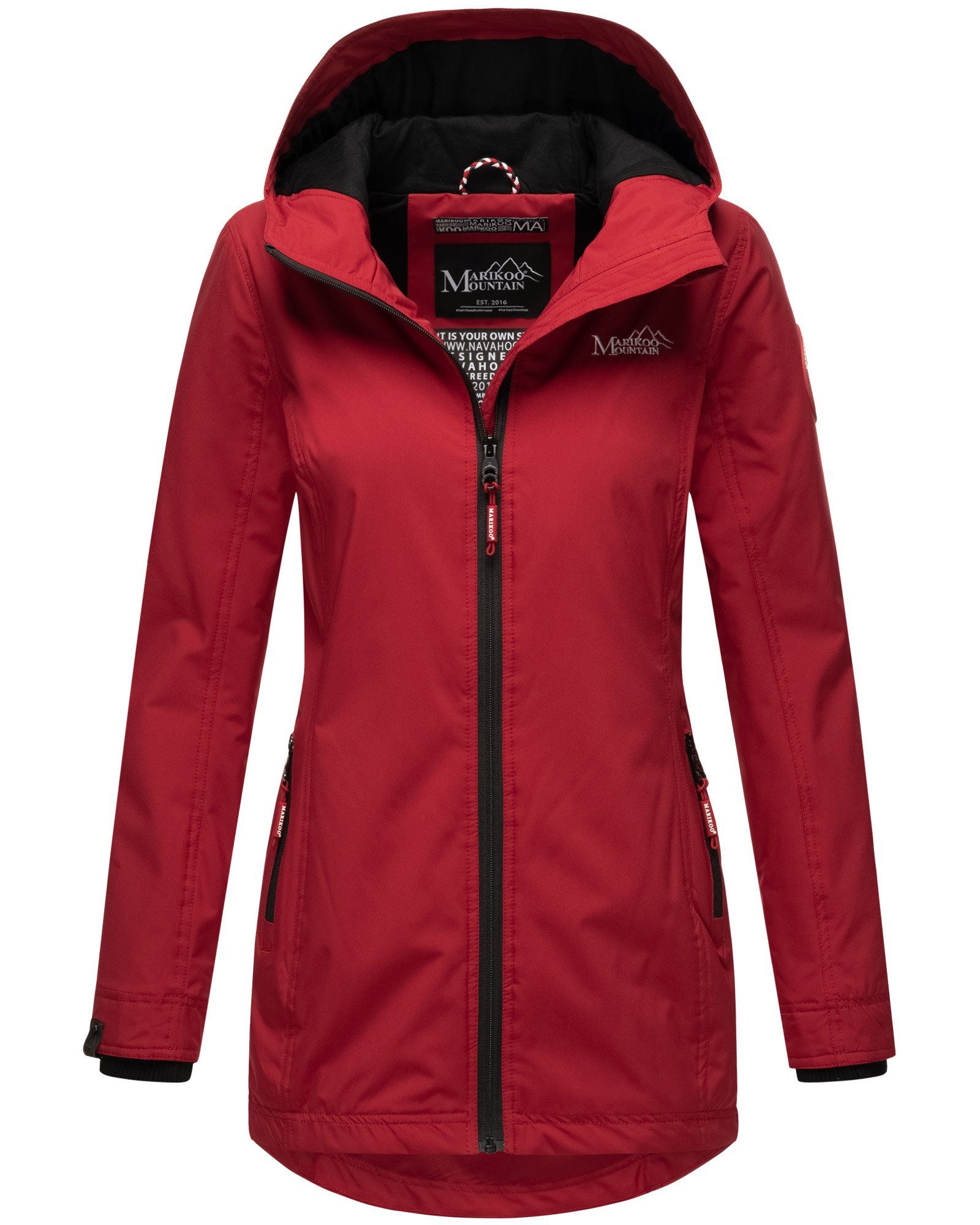 Kapuze mit Red Marikoo Outdoorjacke Übergangsjacke sportliche Honigbeere Dark