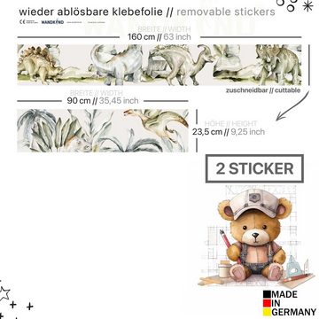 WANDKIND Wandtattoo Aufkleber für IKEA KURA Kinderbett Dinosaurier (Ohne Möbel) IKB503, wieder ablösbar