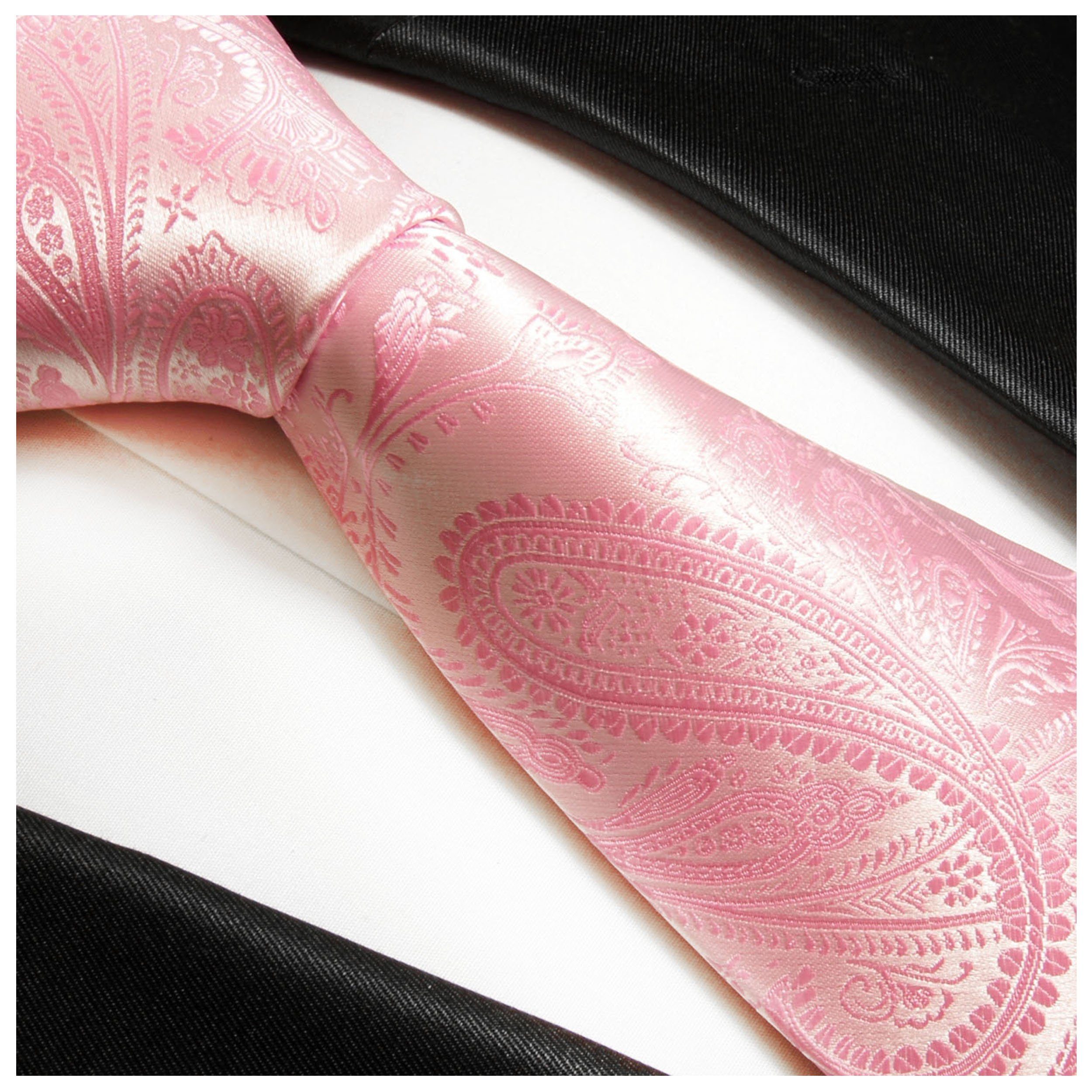Paul Malone Krawatte Herren Hochzeitskrawatte - V94 pink Mikrofaser rosa paisley - Breit Bräutigam (8cm)