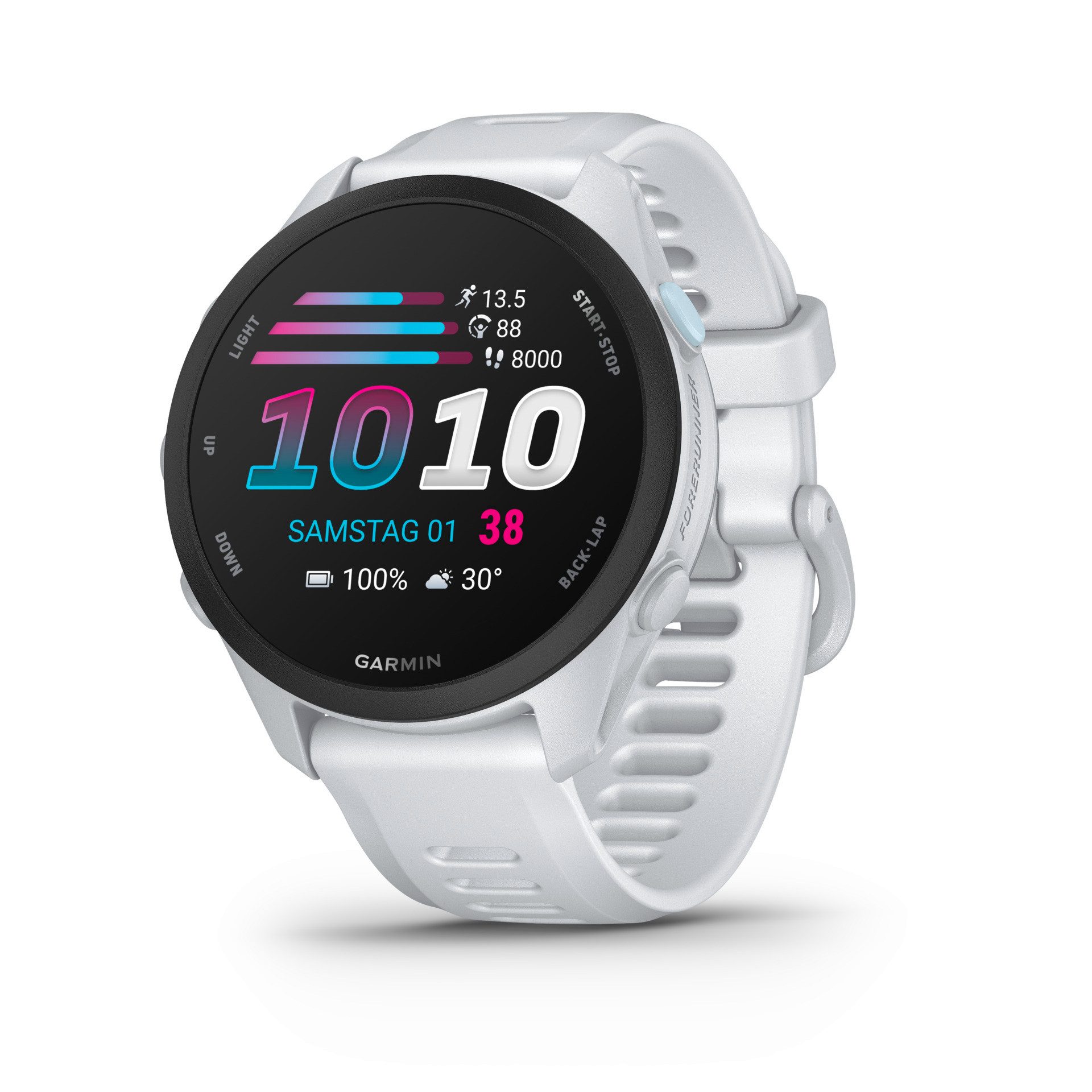 Garmin Forerunner 70 mit Silikonarmband 20 mm Smartwatch (3,048 cm/1,2 Zoll), Smarte GPS-Laufuhr für deinen Laufeinstieg