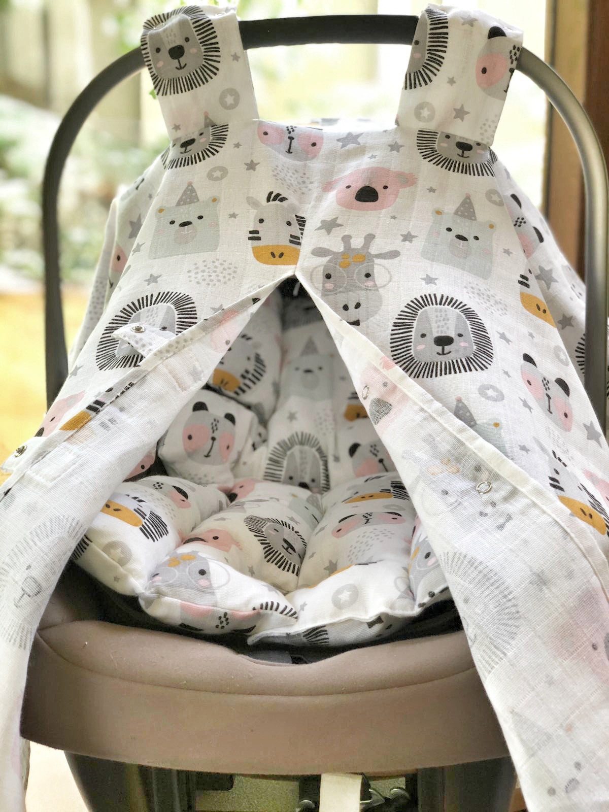 Baby Fancyroom Babyschale Babyschalen Set Sichtschutz Sitzauflage Einschlagdecke Maxi Cosi, ab: ab Geburt, (2-tlg., Sonnenschutz und kuschelige Sitzauflage), Musselin, Ersatz für Einschlagdecke