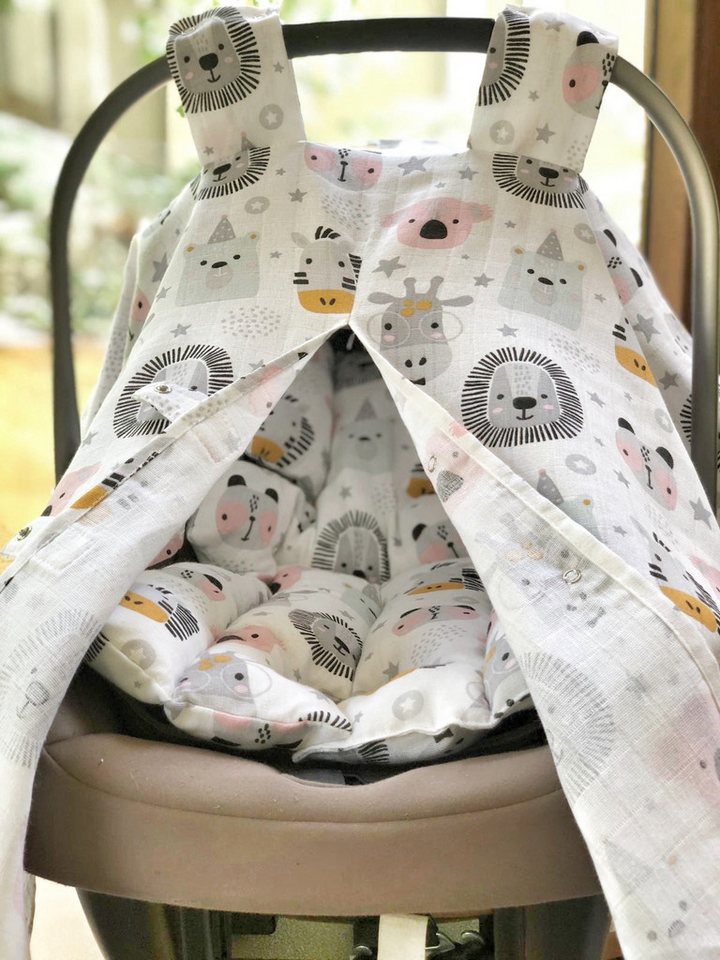 Baby Fancyroom Babyschale Babyschalen Set Sichtschutz Sitzauflage Einschlagdecke Maxi Cosi, ab: ab Geburt, (2-tlg., Sonnenschutz und kuschelige Sitzauflage), Musselin, Ersatz für Einschlagdecke