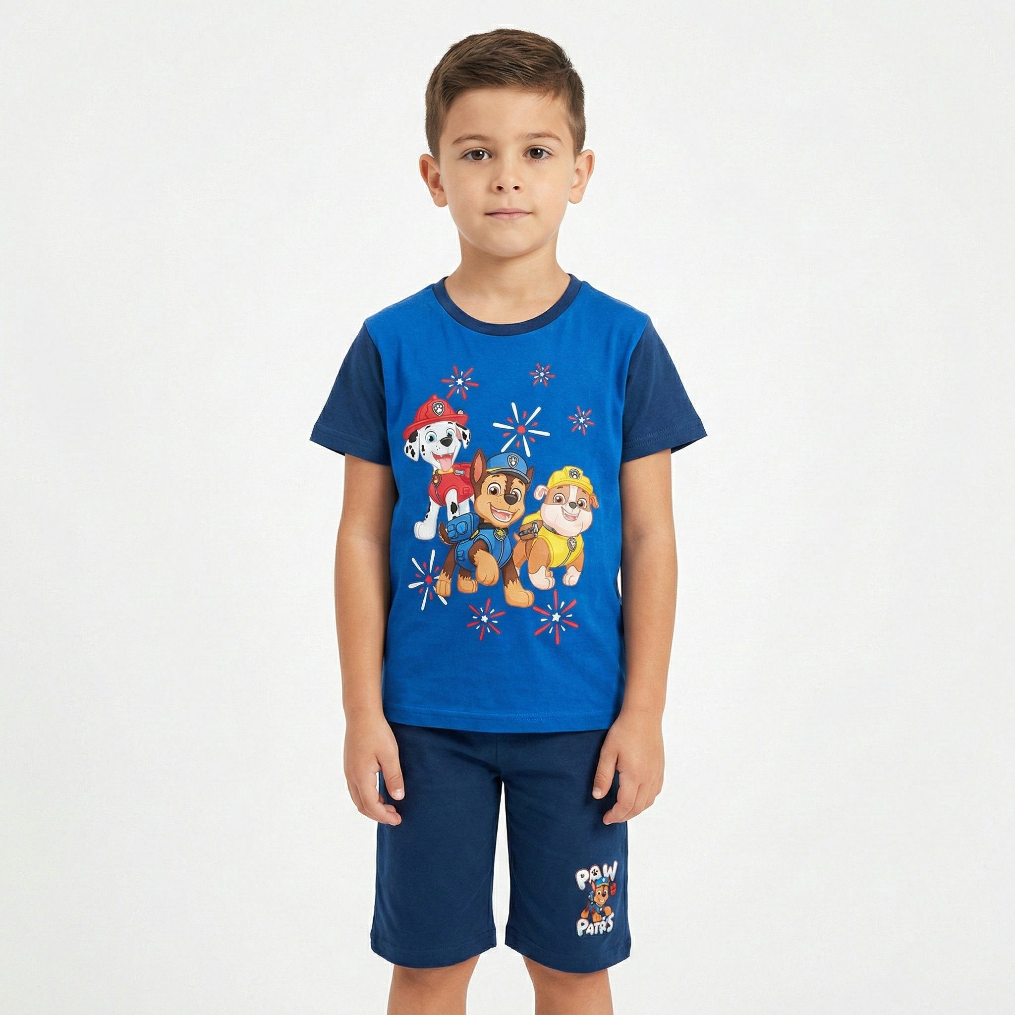 PAW PATROL Kurzarmshirt Paw Patrol Jungen Kinder Sommer Set T-Shirt plus Shorts Gr. 98 bis 128, 100% baumwolle
