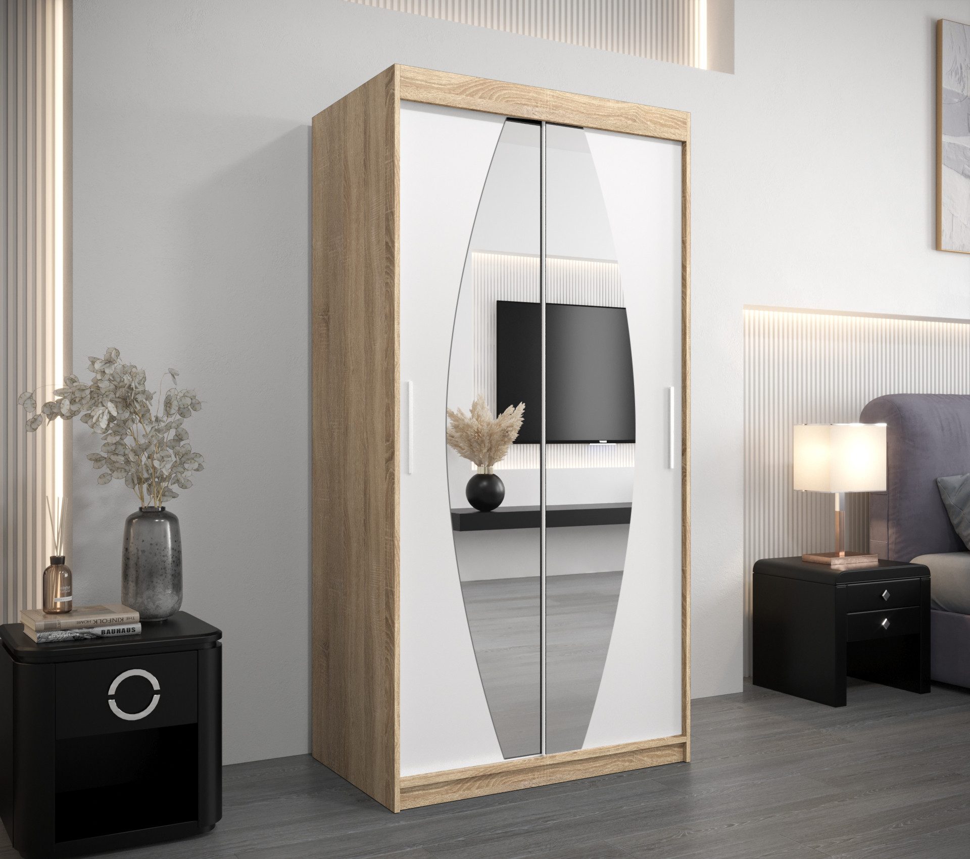 MOEBLO Kleiderschrank GLOBE (mit Spiegel, Schwebetürenschrank günstig online kaufen