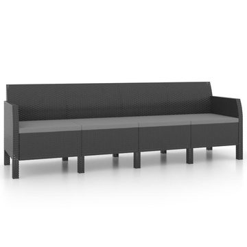 vidaXL Gartenlounge-Set 4-Sitzer-Gartensofa mit Kissen Anthrazit PP Rattan, (1-tlg)