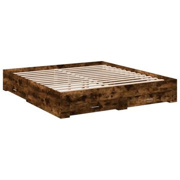 vidaXL Bett Bettgestell mit Schubladen Räuchereiche 200x200cm Holzwerkstoff