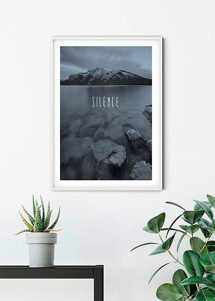 Komar Poster Word Lake Silence Steel, Natur (1 St), Kinderzimmer,  Schlafzimmer, Wohnzimmer