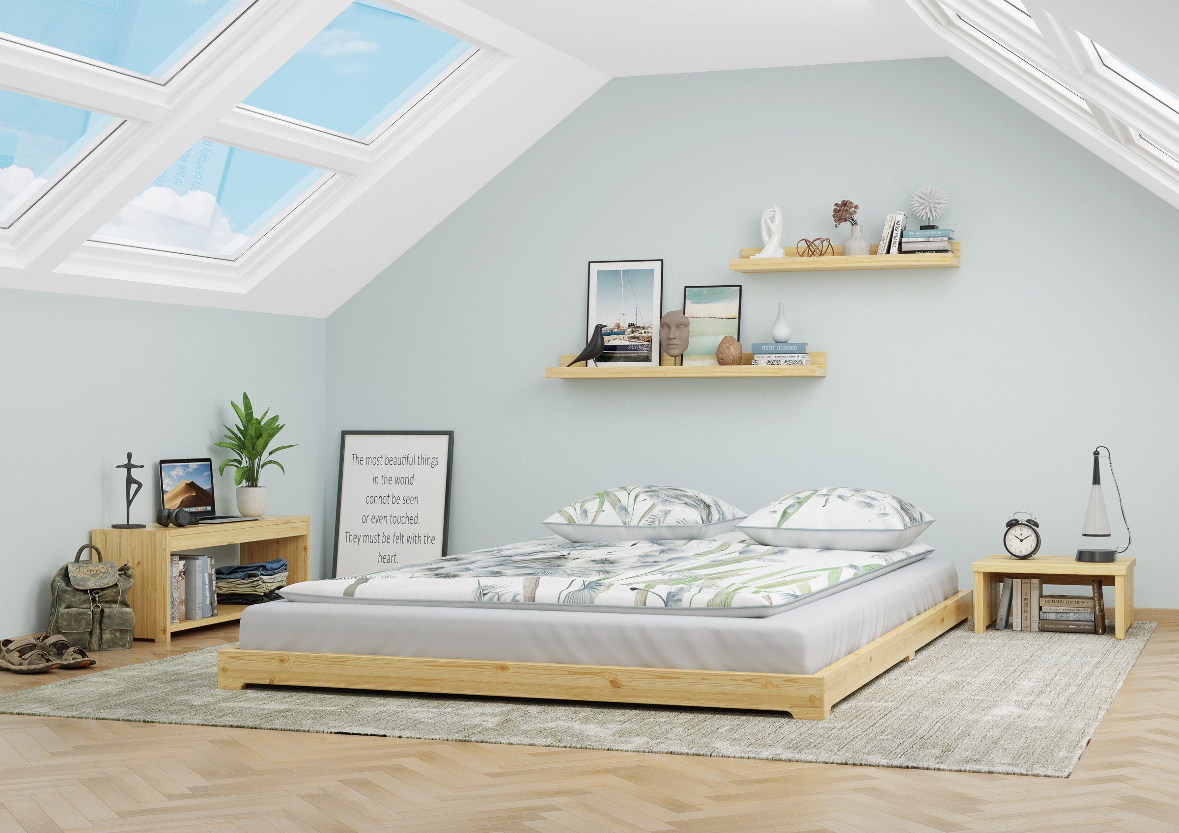 ERST-HOLZ Bett Futonbett Massivholz Extra Niedrig günstig online kaufen