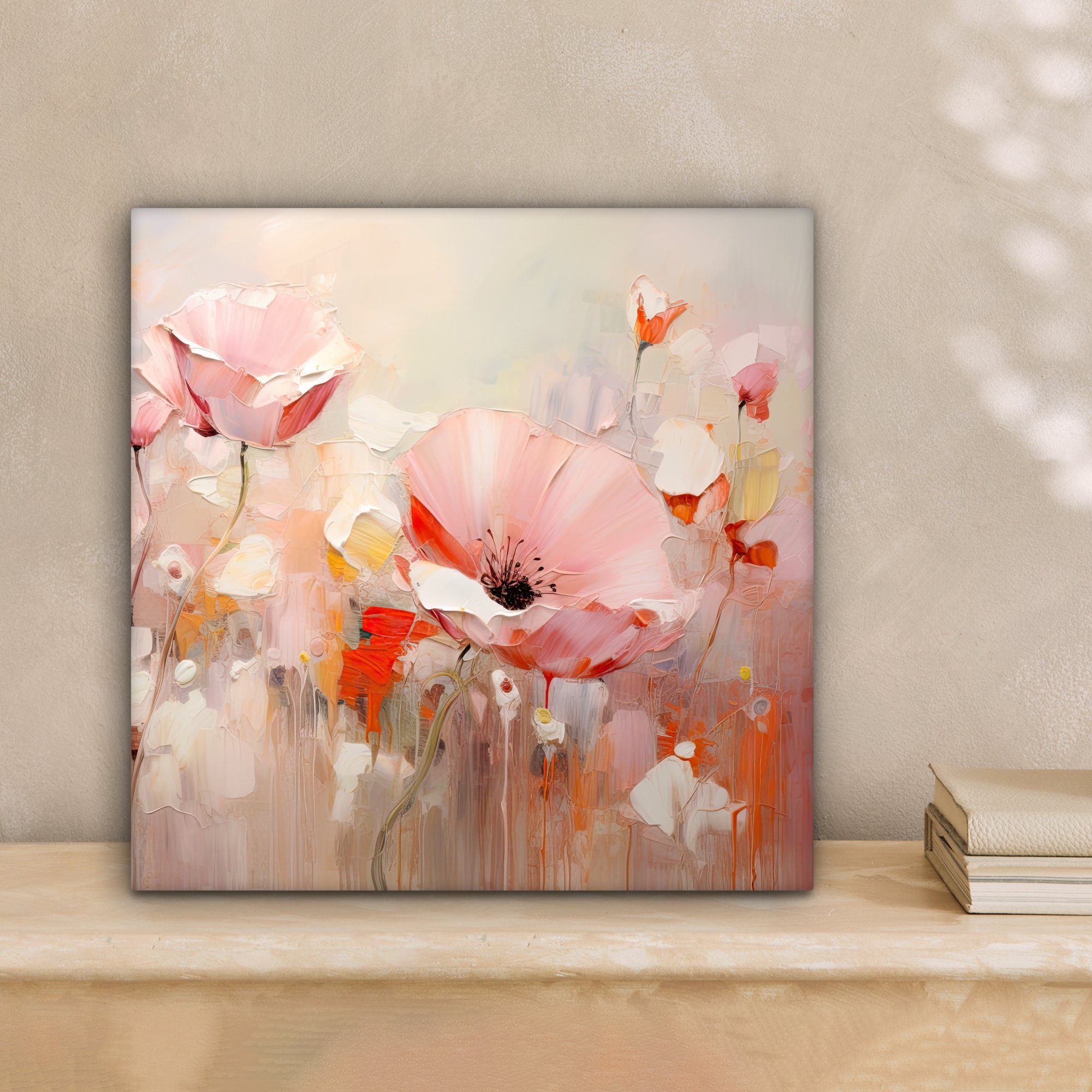 OneMillionCanvasses® Leinwandbild Blumen - Abstrakt Aquarell Bilder 20x20 Kunst, - St), cm (1 Rosa - Schlafzimmer, - Leinwand für Wohnzimmer