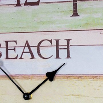 Levandeo® Wanduhr (Wanduhr D45cm Beach Bunt Holz Uhr Maritim Wanddeko Strand Sommer)