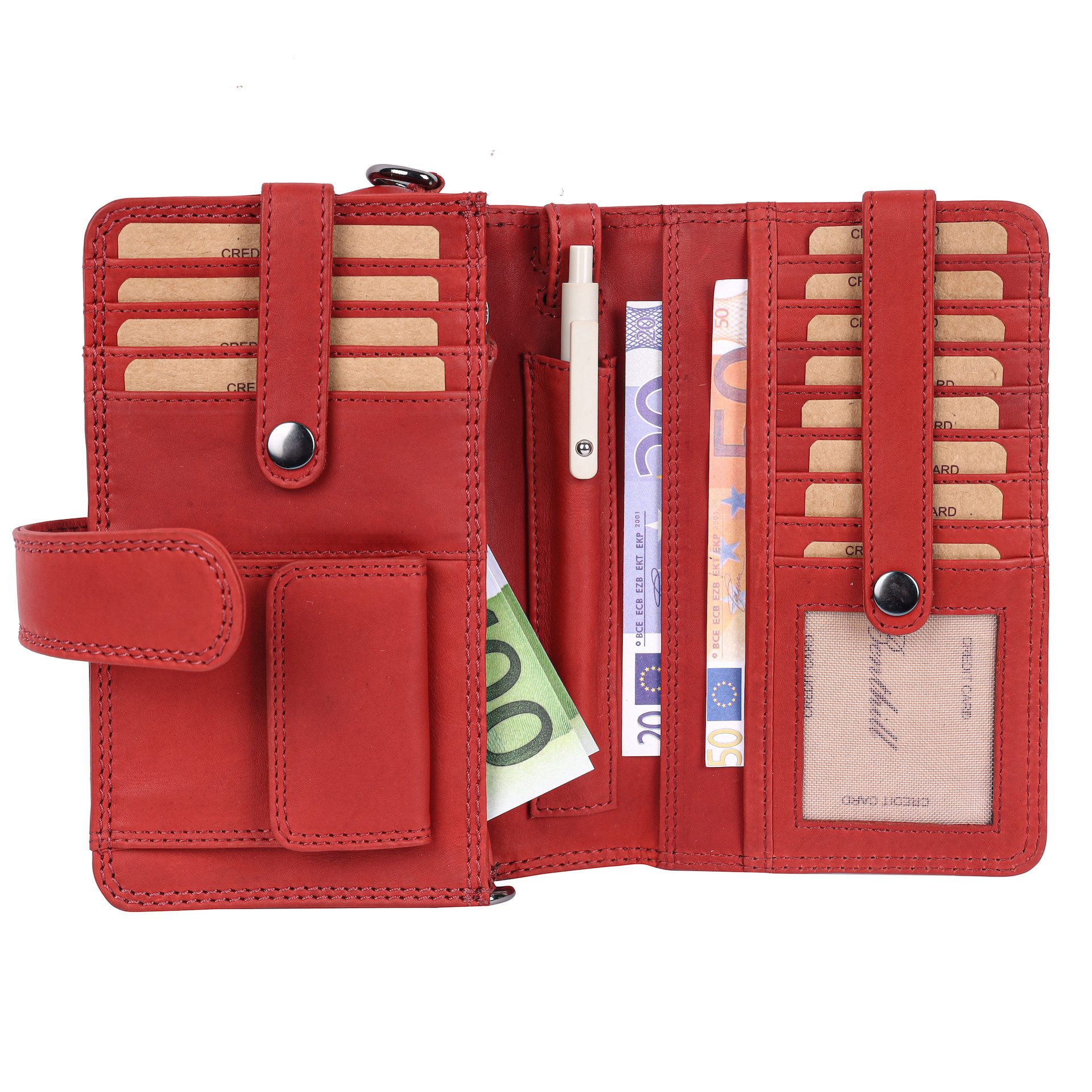 Benthill Reisetasche Echt Leder Reisebrieftasche Dokumententasche RFID Umhängetasche Klein, RFID-Schutz Kartenfächer Münzfach Reißverschlussfach