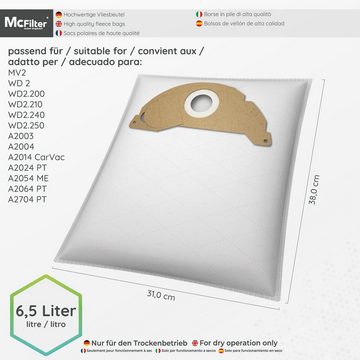 McFilter Staubsaugerbeutel Microvlies Vlies (10 Stück + 1 Filter), passend für Kärcher MV 2 WD 2 A 2003 A 2004 WD 2.200 WD 2.210 WD 2.240 WD 2.250 Staubsauger, 11 St., Hohe Reißfestigkeit, Formstabile Deckscheibe, 3-lagig