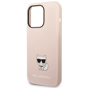 KARL LAGERFELD Smartphone-Hülle Karl Lagerfeld Apple iPhone 14 Pro Silikon Choupette Case Cover Rosa