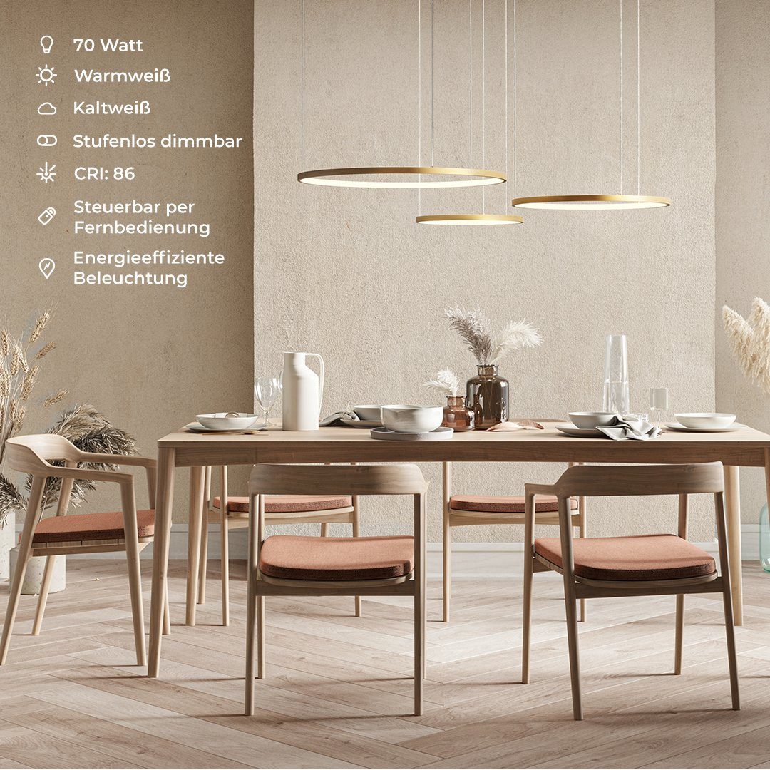 Neona LED Deckenleuchte CAECILIA Gold, Dimmbar per Fernbedienung, mit Memory-Funktion, LED fest integriert, Warm- und Kaltweiß