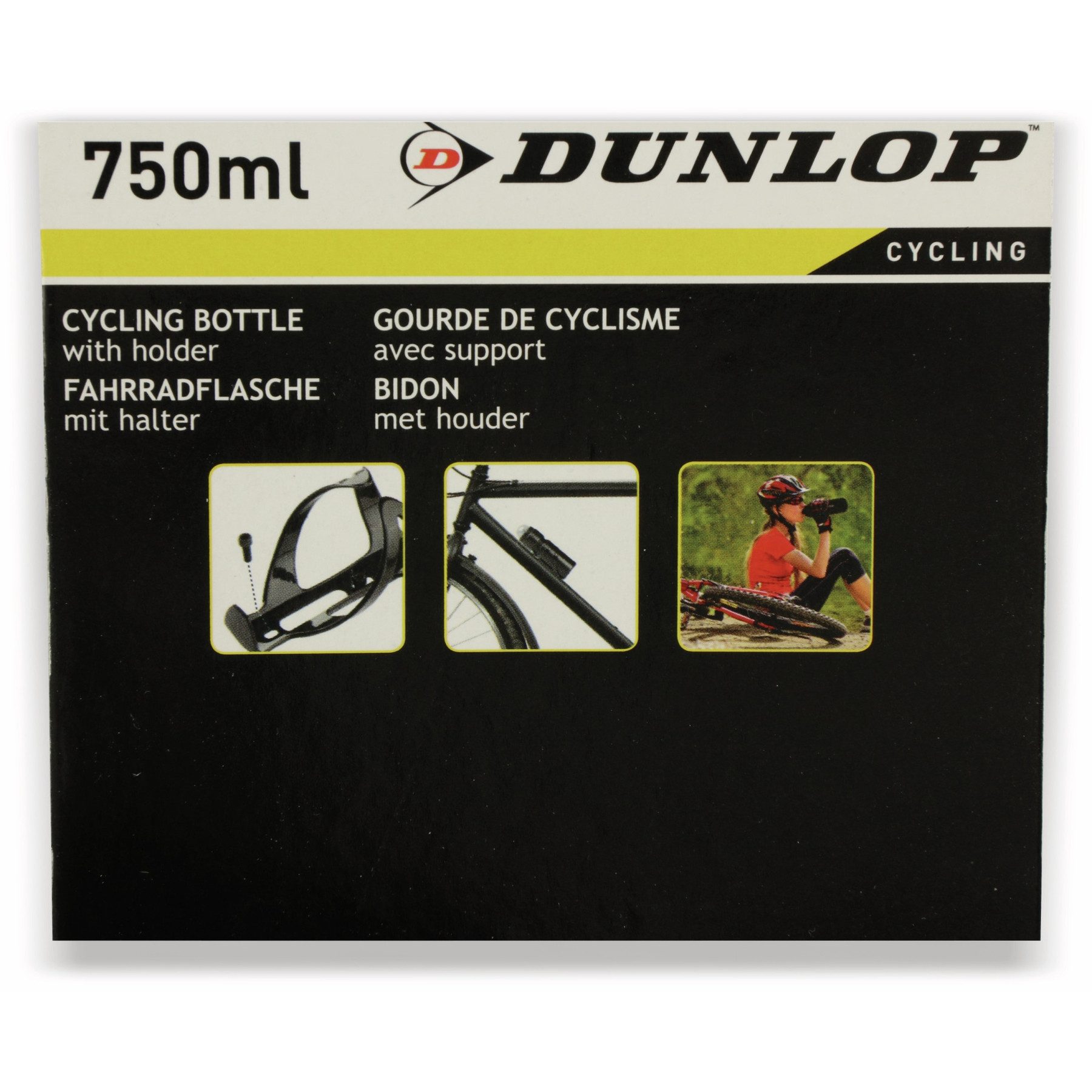 Dunlop Fahrrad-Flaschenhalter DUNLOP Fahrrad-Trinkflasche inkl. Halterung