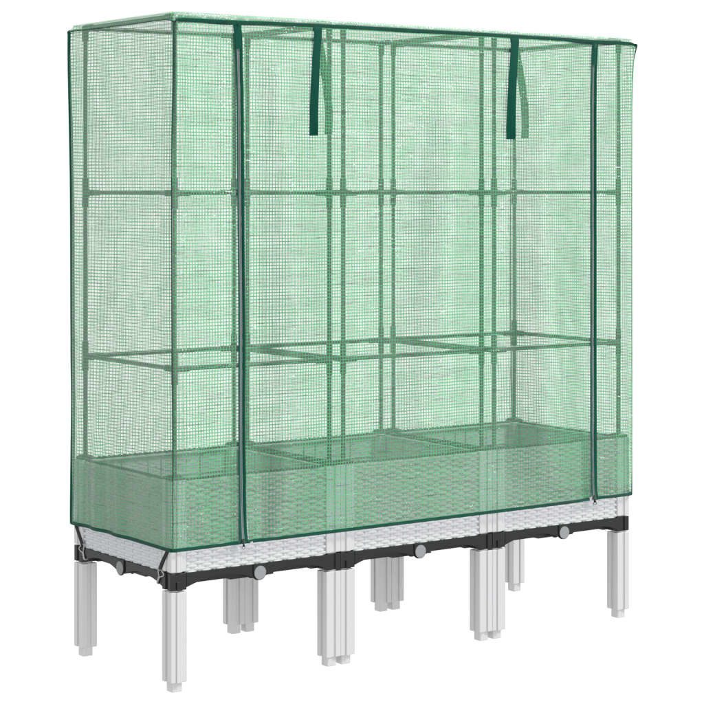 vidaXL Hochbeet Hochbeet mit Gewächshaus-Aufsatz Rattan-Optik 120x40x140 cm (1 St)