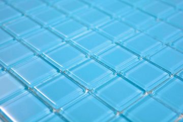 Mosani Mosaikfliesen Glasmosaik Crystal Mosaikfliesen hellblau glänzend / 10 Matten
