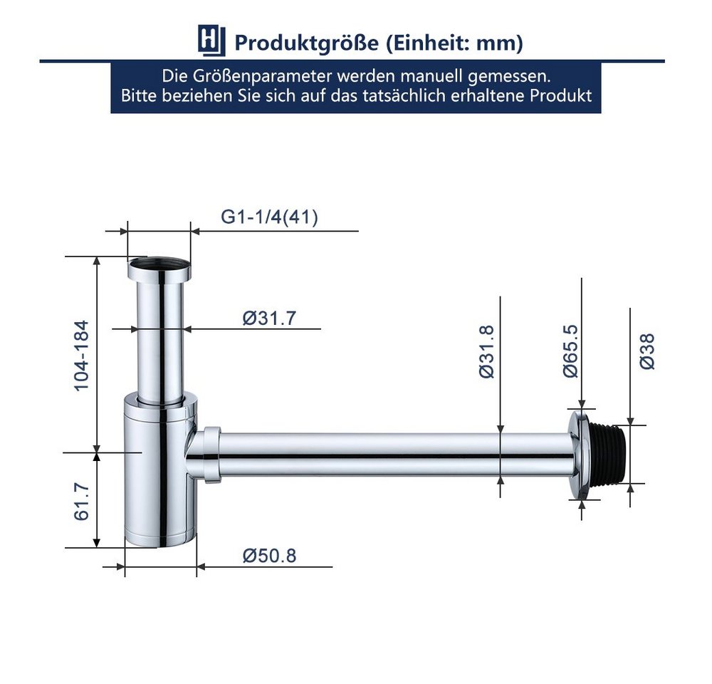 Thumbnail - aihom Siphon Siphon-Spülbecken Edelstahl-Siphon mit Universal-Desodorierer, höhenverstellbar, silber