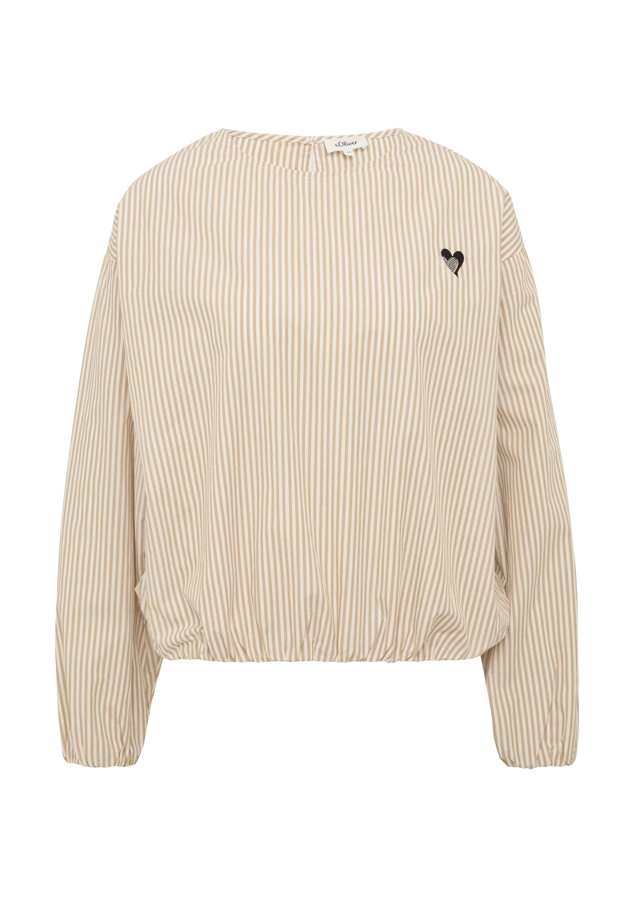 s.Oliver Langarmbluse Bluse Oversized Baumwollbluse mit Herz-Stickerei günstig online kaufen