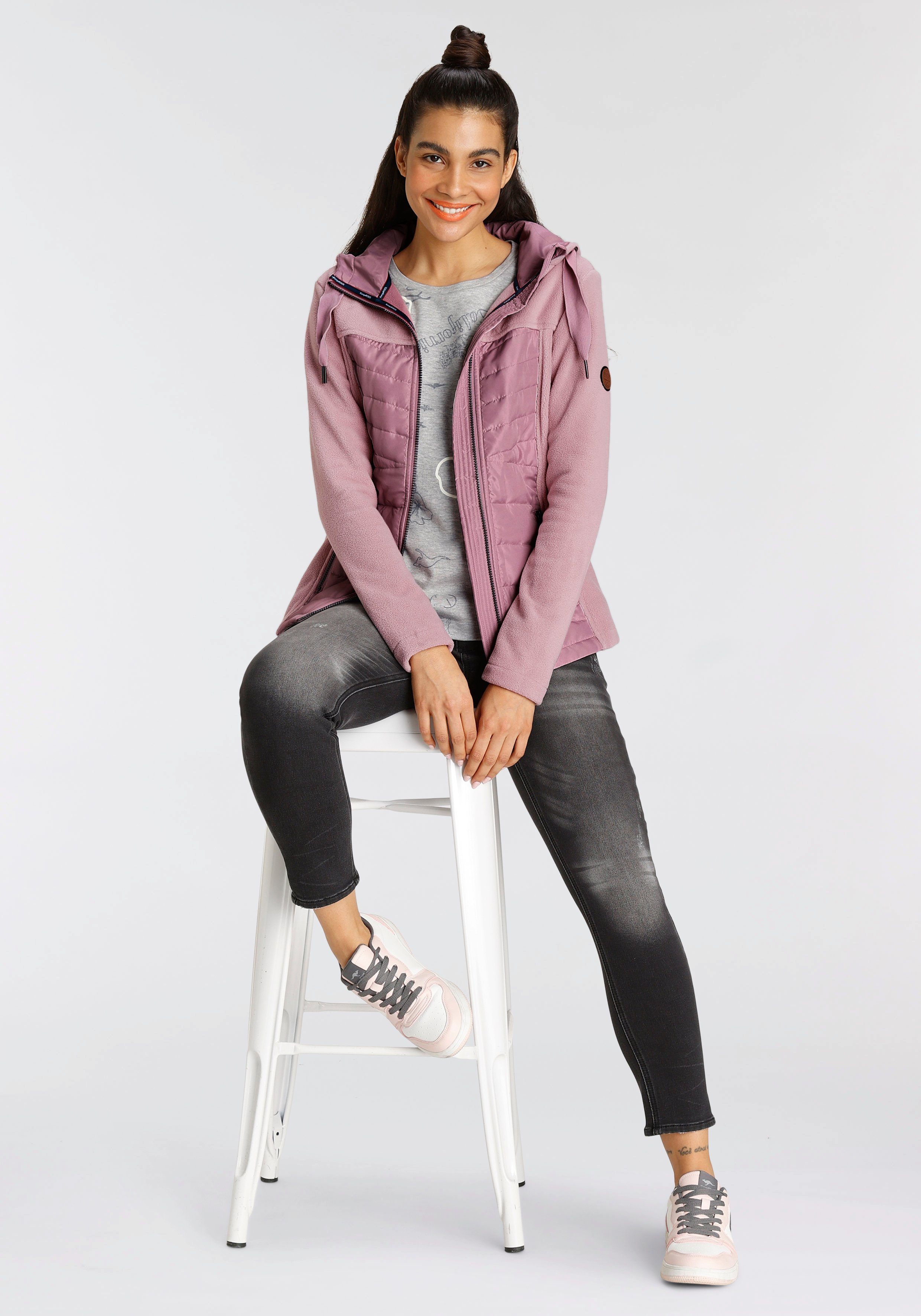 rosa-mauve im - Kurzjacke KOLLEKTION KangaROOS NEUE modischen Materialmix