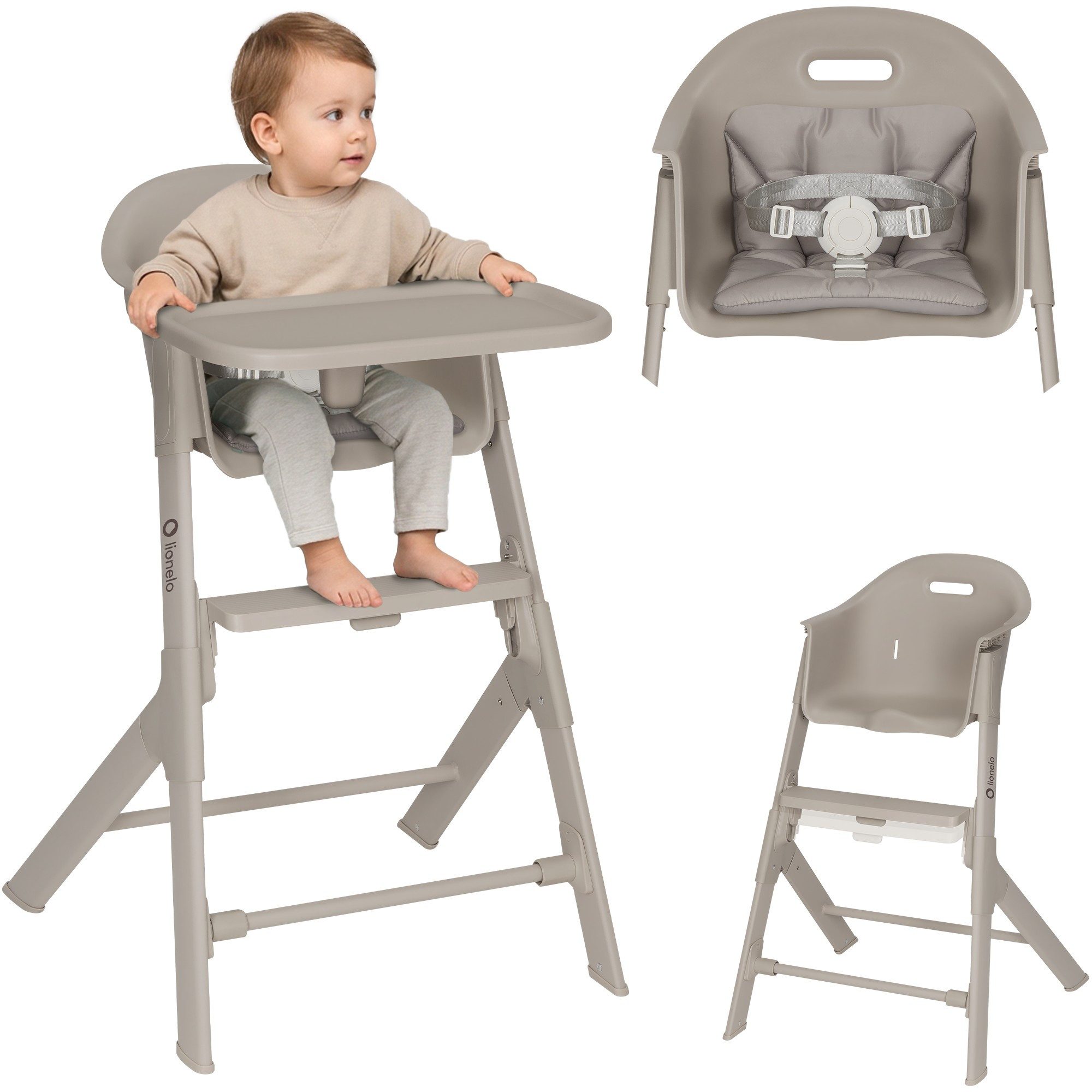 lionelo Hochstuhl BENY (Set), Verstellbare Fußstütze / 2 Stufen / leicht zu reinigen