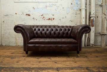 JVmoebel Chesterfield-Sofa, Klassische Polster Möbel Chesterfield Braun Couch Textil Leder