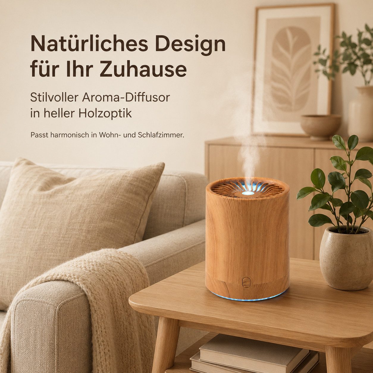 Tekoo Luftbefeuchter Ultraschall Luftbefeuchter & Aroma Diffuser Holzoptik USB LED 160ml, 0,16 l Wassertank