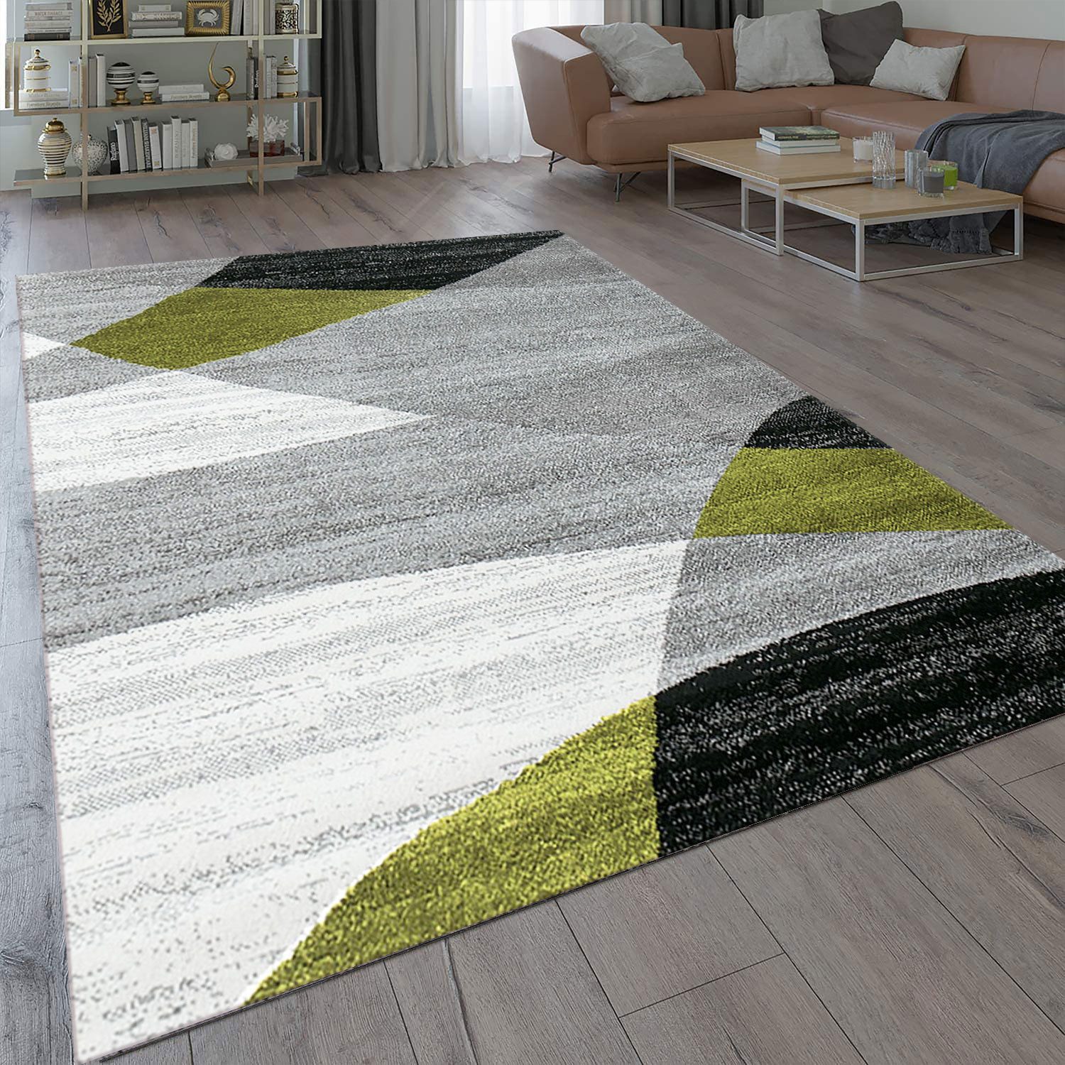 Vimoda Läufer Wohnzimmer Teppich Kurzflor, geometrisches Look, Rechteckig, Höhe: 5 mm, Läufer Moderner Meliert Muster für Küche und Schlafzimmer