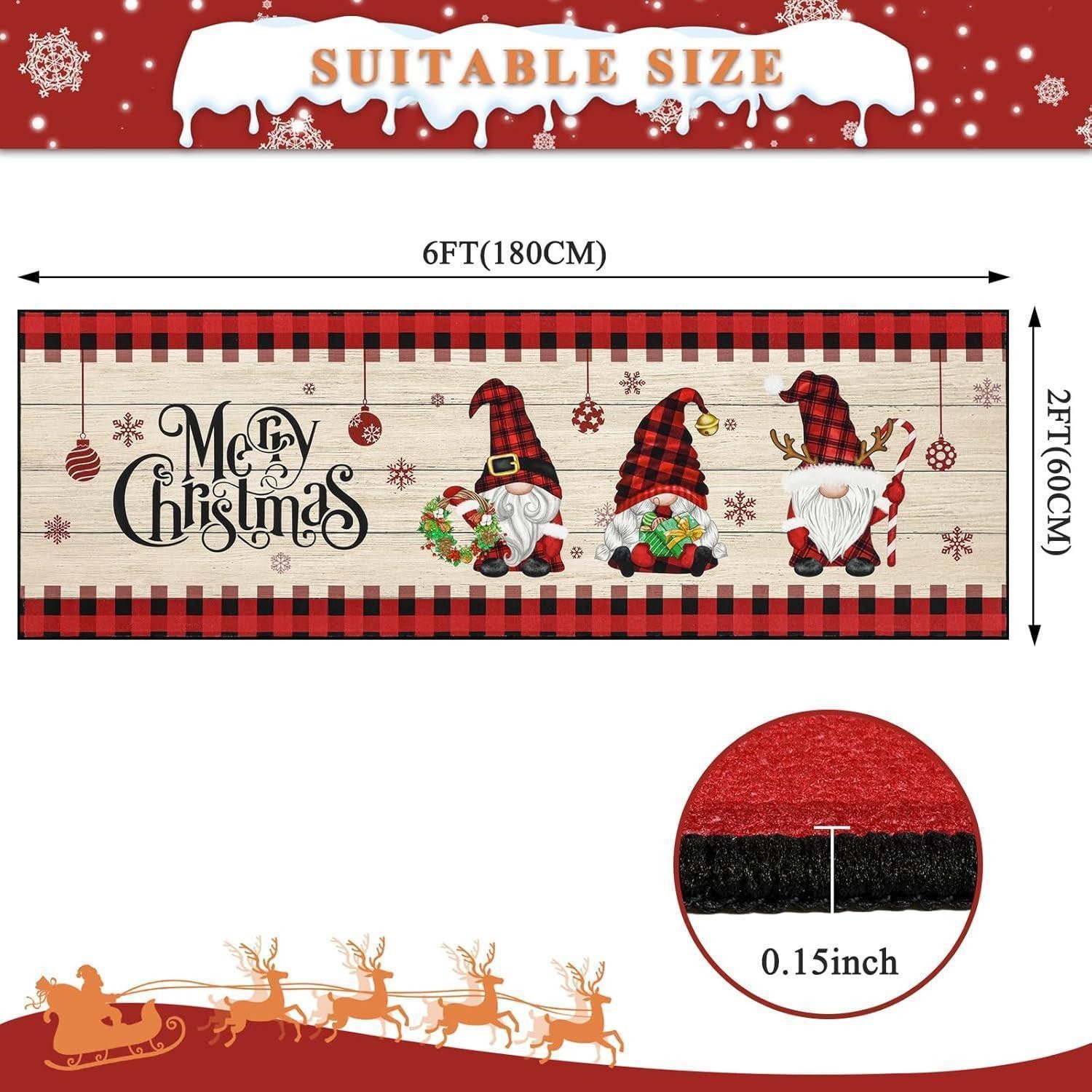 Enyhom Läufer Weihnachtlicher Flur Teppichmatte 60 x 180 cm rutschfest & wa günstig online kaufen
