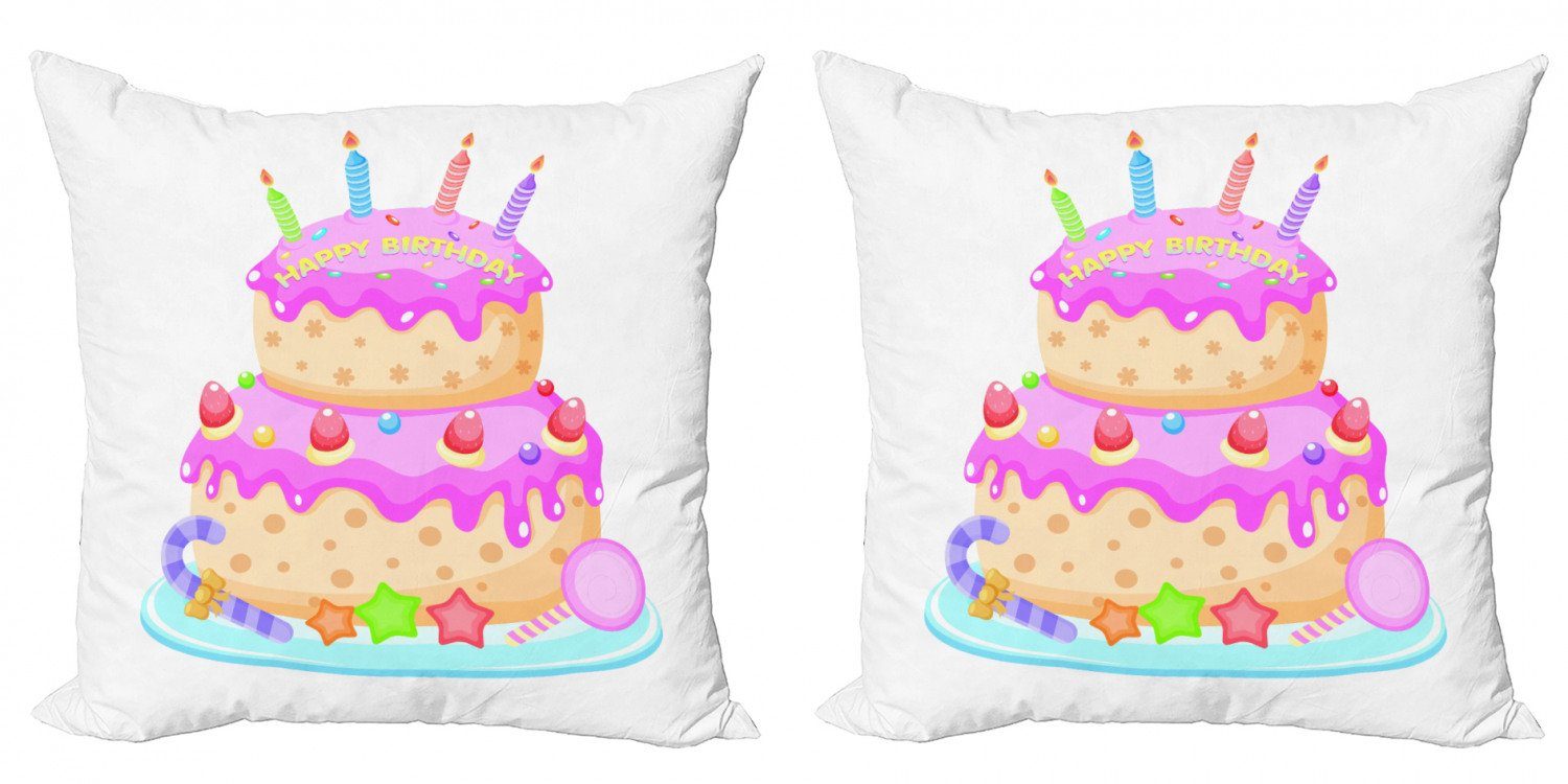 Kissenbezüge Modern Accent Doppelseitiger Digitaldruck, Abakuhaus (2 Stück), Geburtstagsparty Kerzen und Süßigkeiten