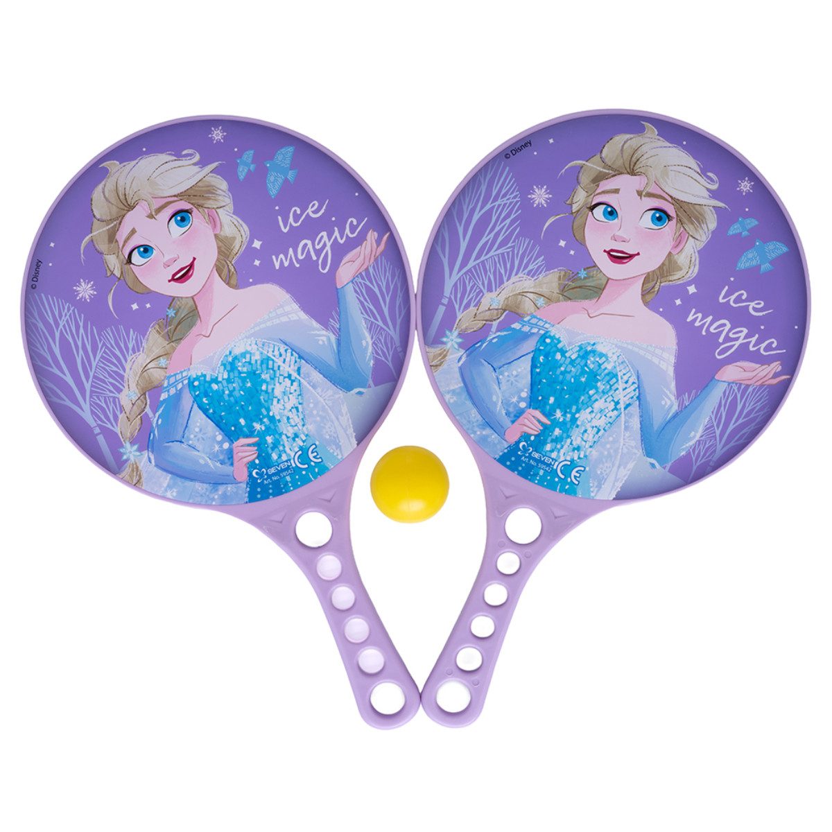 Disney Frozen Beachballschläger 2 Stück Paddles mit Ball Freizeitspiel für Beach Park Garten, (Spar-Set, 3-tlg)