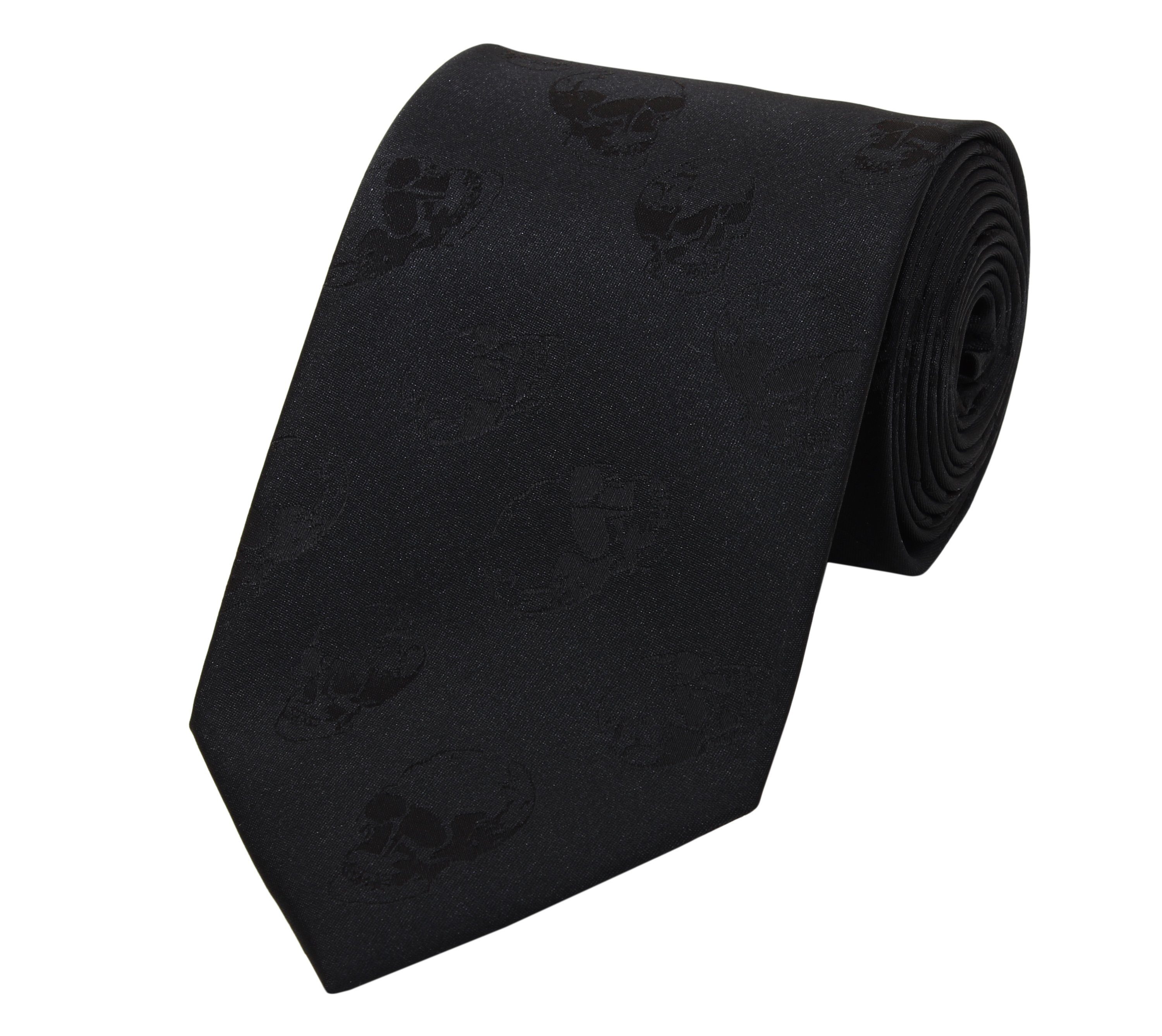 (8cm), 8cm Krawatte verschiedene Black Breit Herren - Farini Fabio - (Gemustert) Männer Schwarz in Schlips Krawatte Schwarz Schwarze Skull