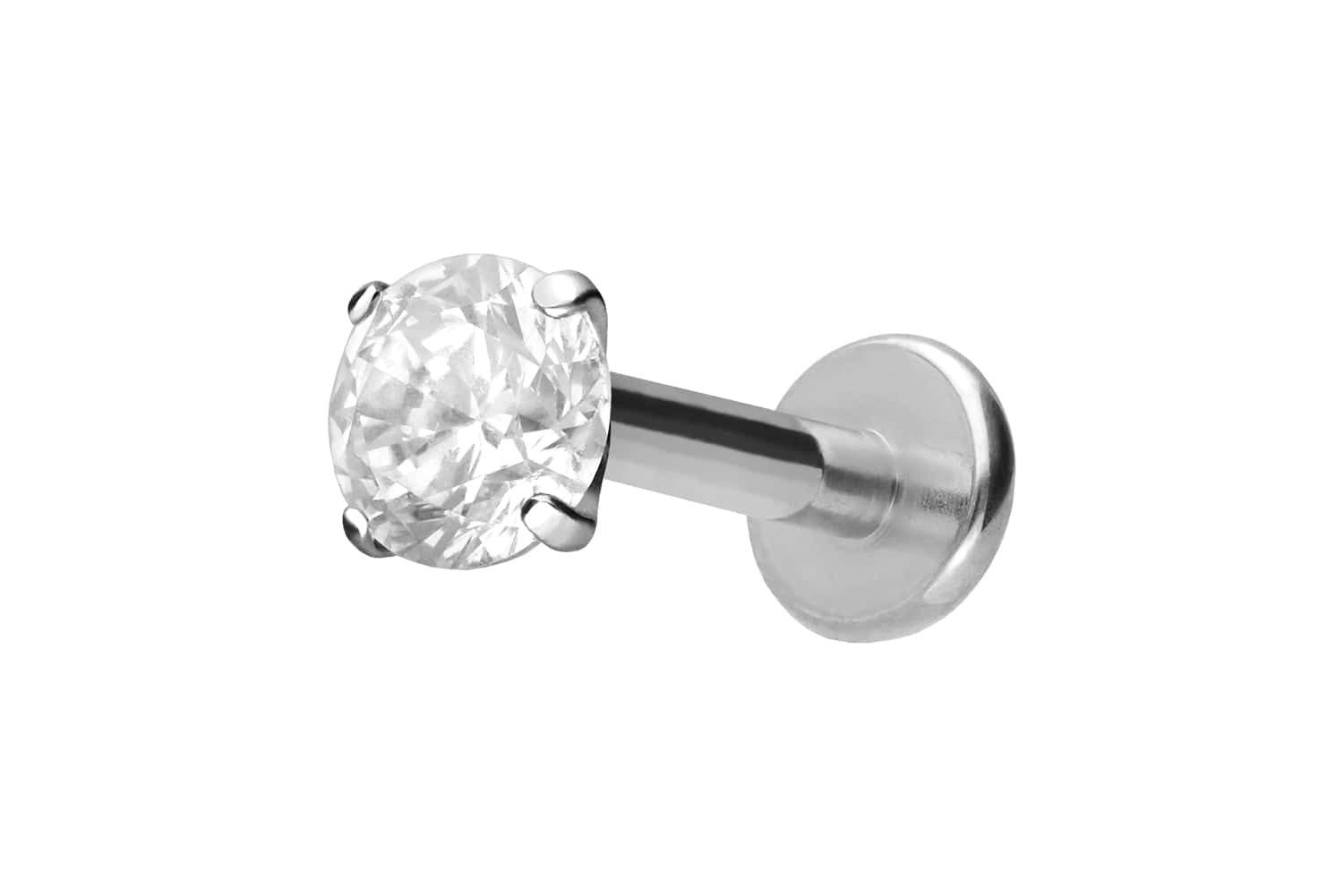 PIERCINGLINE Piercing-Set Titan Labret mit Innengewinde EINGEFASSTER KRISTALL (Labrets, 1-tlg)
