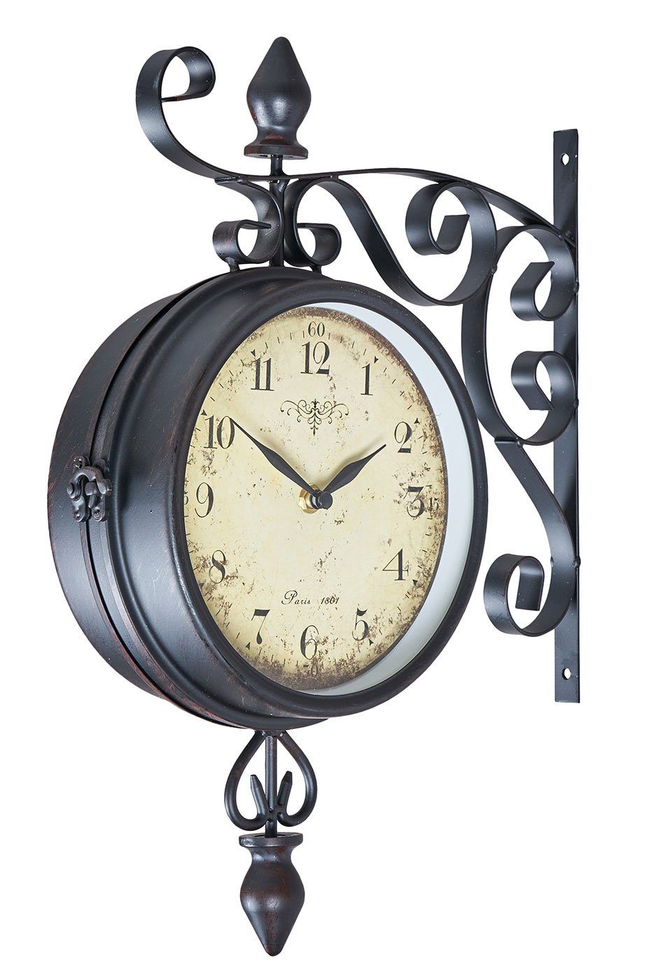 Levandeo® Wanduhr (Wanduhr H31cm Metall doppelseitige Bahnhofsuhr Retro Ant günstig online kaufen