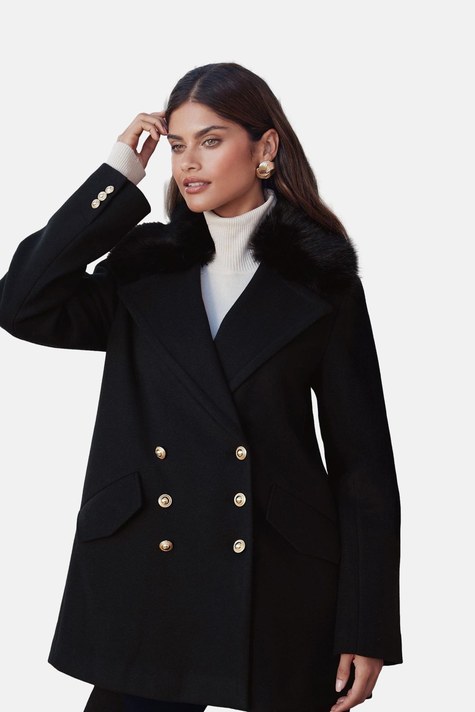 LIPSY Kurzmantel Lipsy Dolly-Mantel mit Kunstfellkragen, Petite (1-tlg) günstig online kaufen