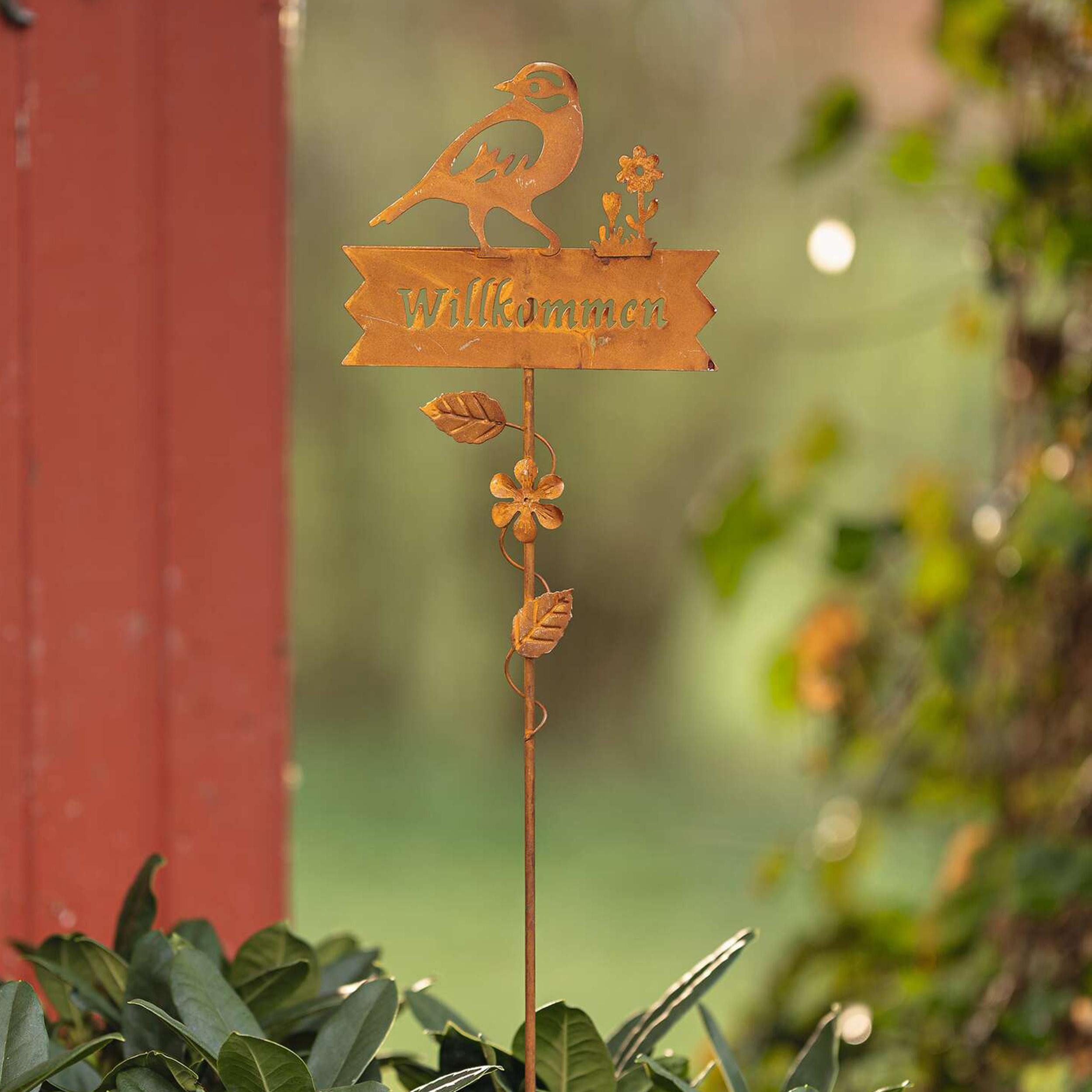Frank Flechtwaren Gartenstecker Gartenstecker "Willkommen"