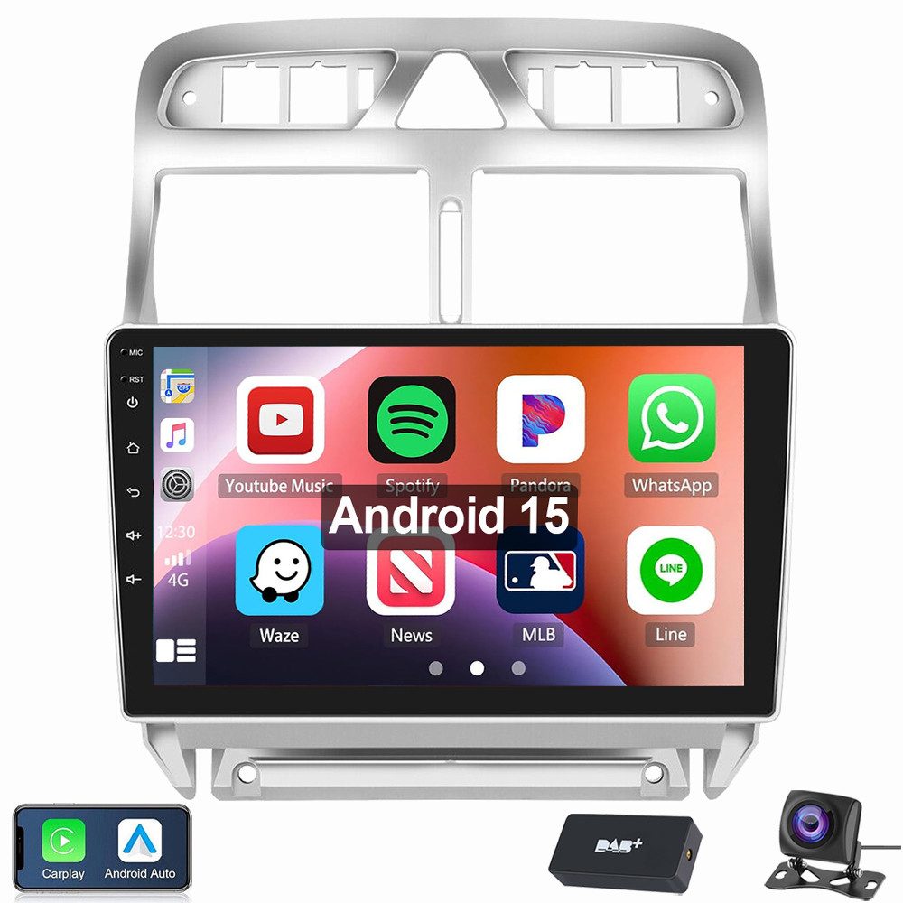 ESSGOO Für Peugeot 307 CC 2002-2013 Android Autoradio Android 15 Autoradio (RDS, Digitalradio (DAB), FM)