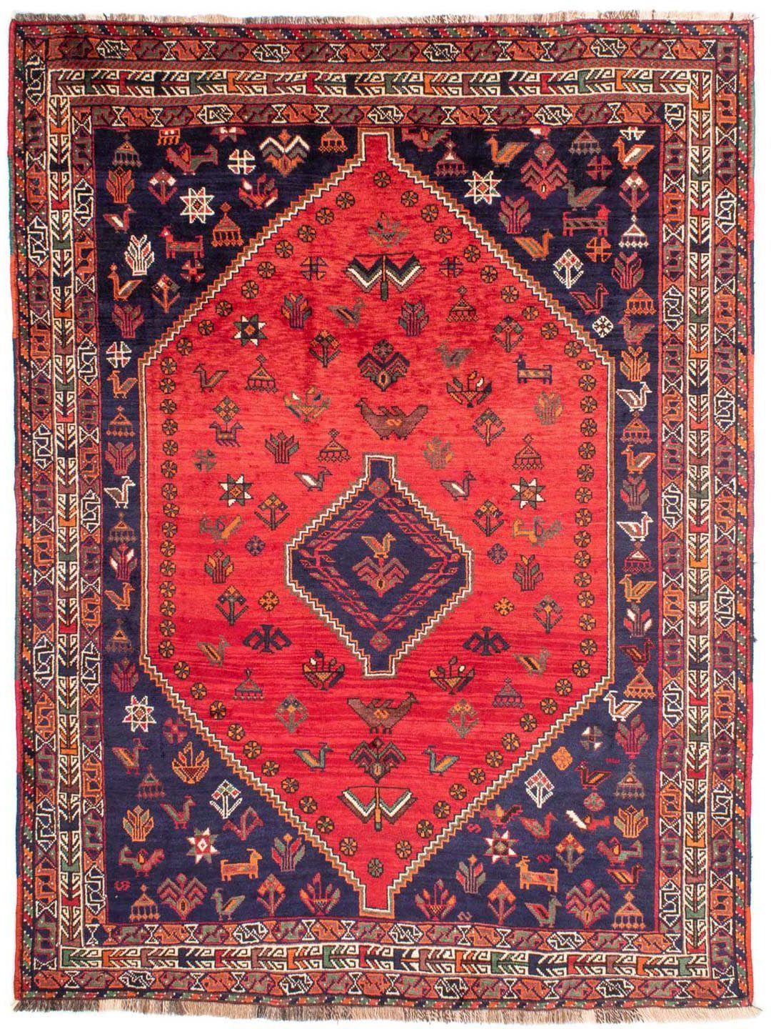Rosso rechteckig, cm, Shiraz mm, x Wollteppich Unikat Höhe: 210 mit 277 10 Zertifikat morgenland, Medaillon