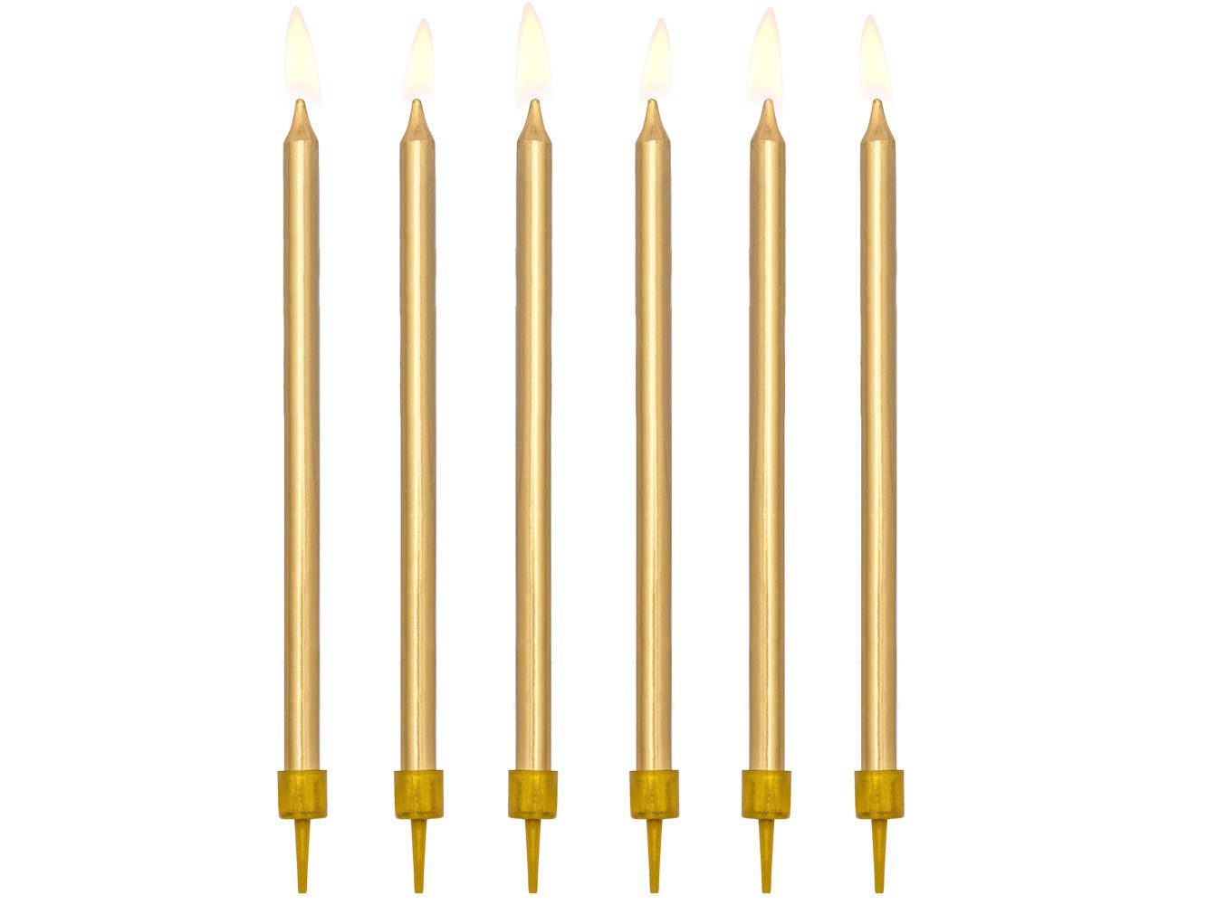 partydeco Geburtstagskerze, Geburtstagskerzen mit Halter 12.5cm gold 12er Set
