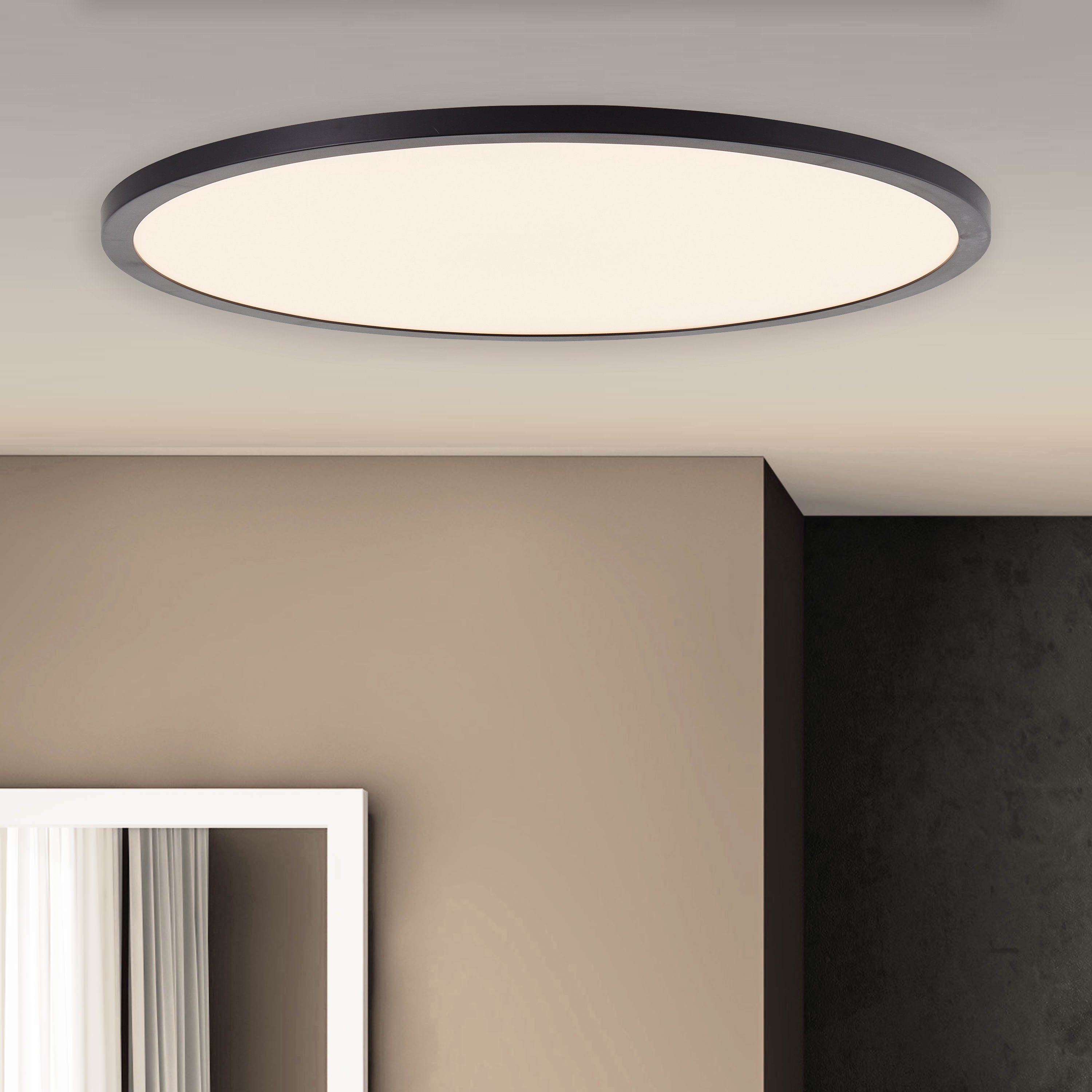 Brilliant LED Panel Tuco, Dimmfunktion, LED fest integriert, Ø 50cm, dimmbar, CCT, 3900 lm, Fernbedienung, Kunststoff, schwarz/weiß